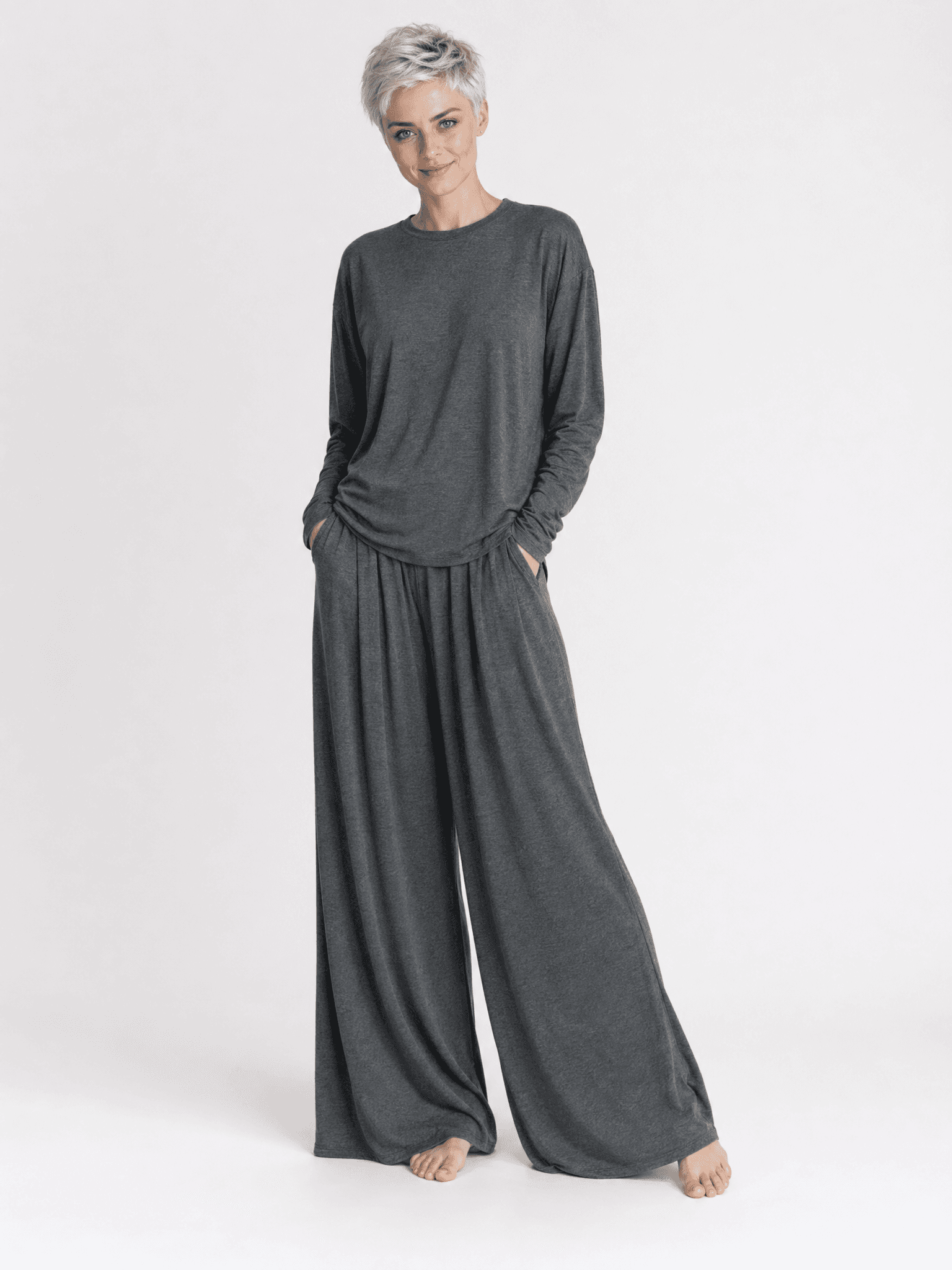 Grafitowy longsleeve bambusowy Nina