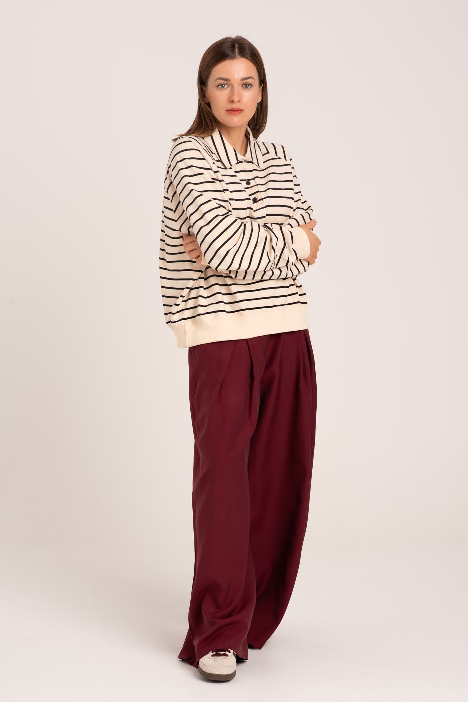 Bluza w paski z kołnierzykiem Brie - widok 2