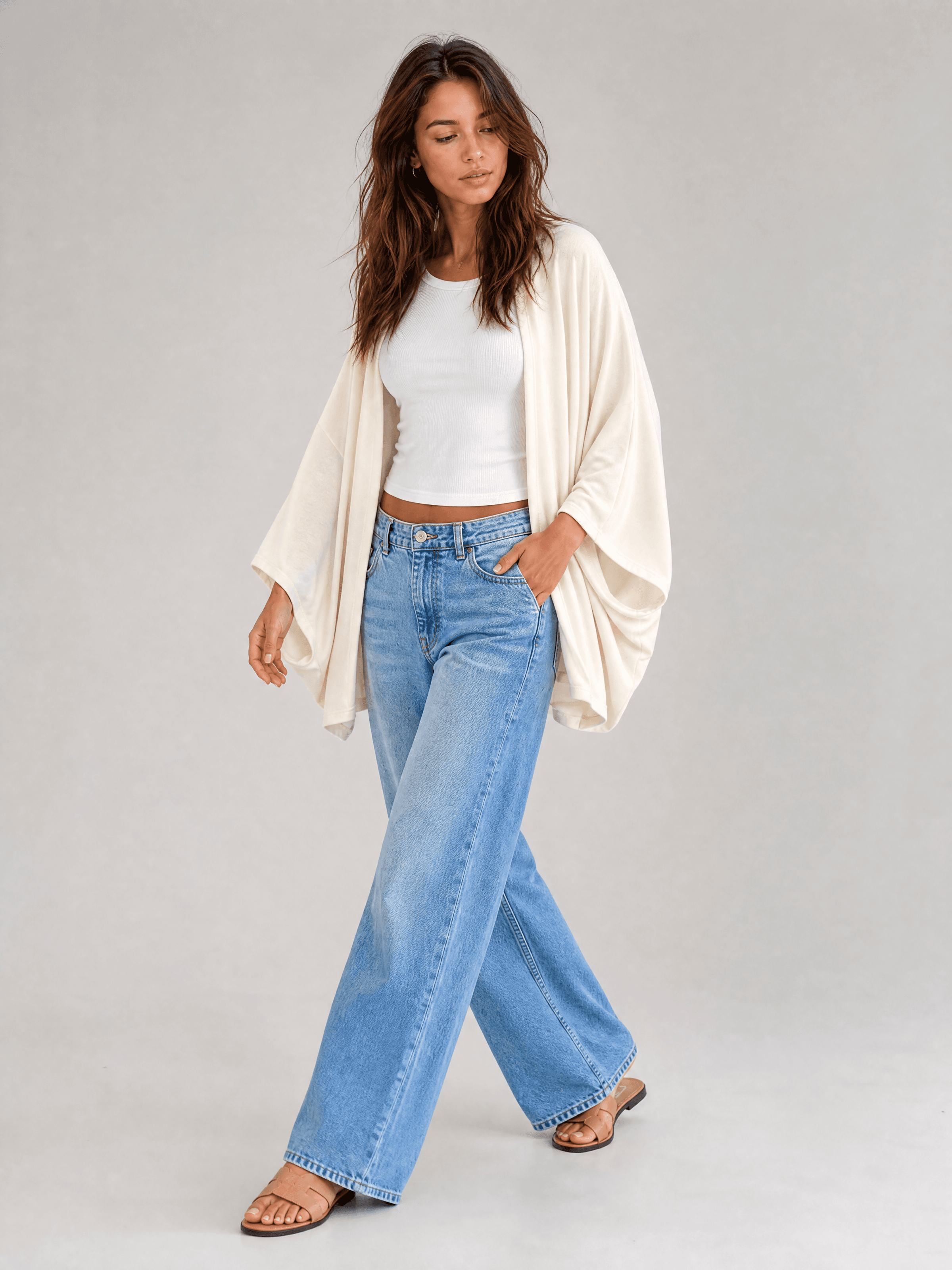 Kimono de bambú color crema Grażynka — foto 7