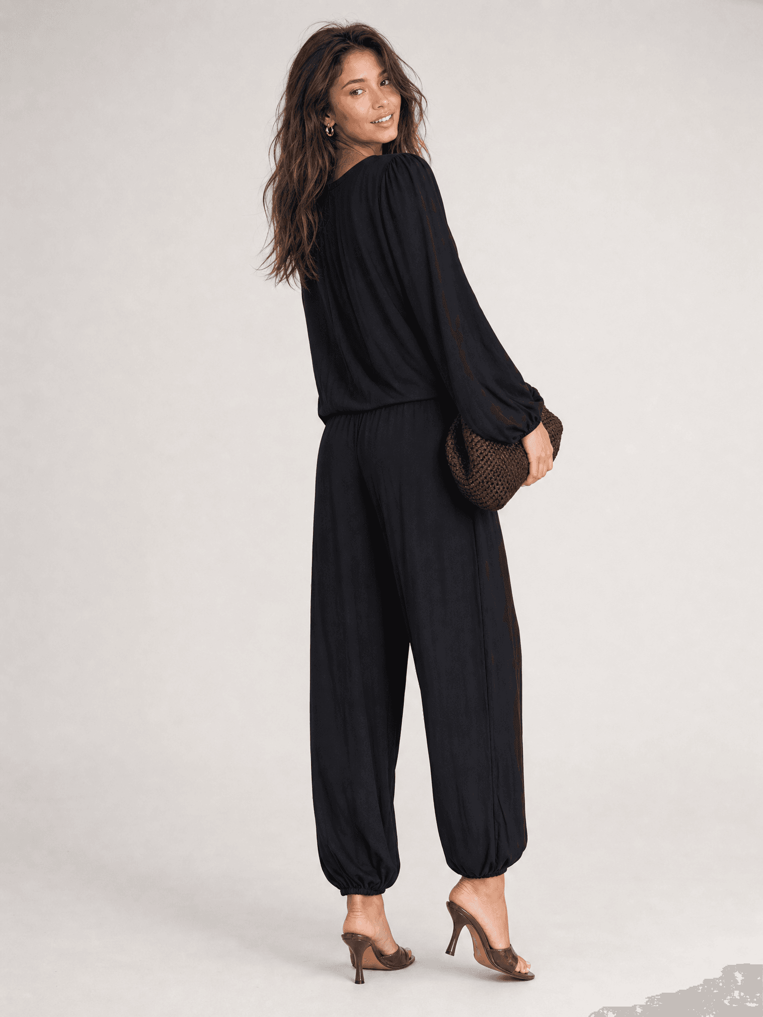 Blusa negra de modal Rania - widok 2