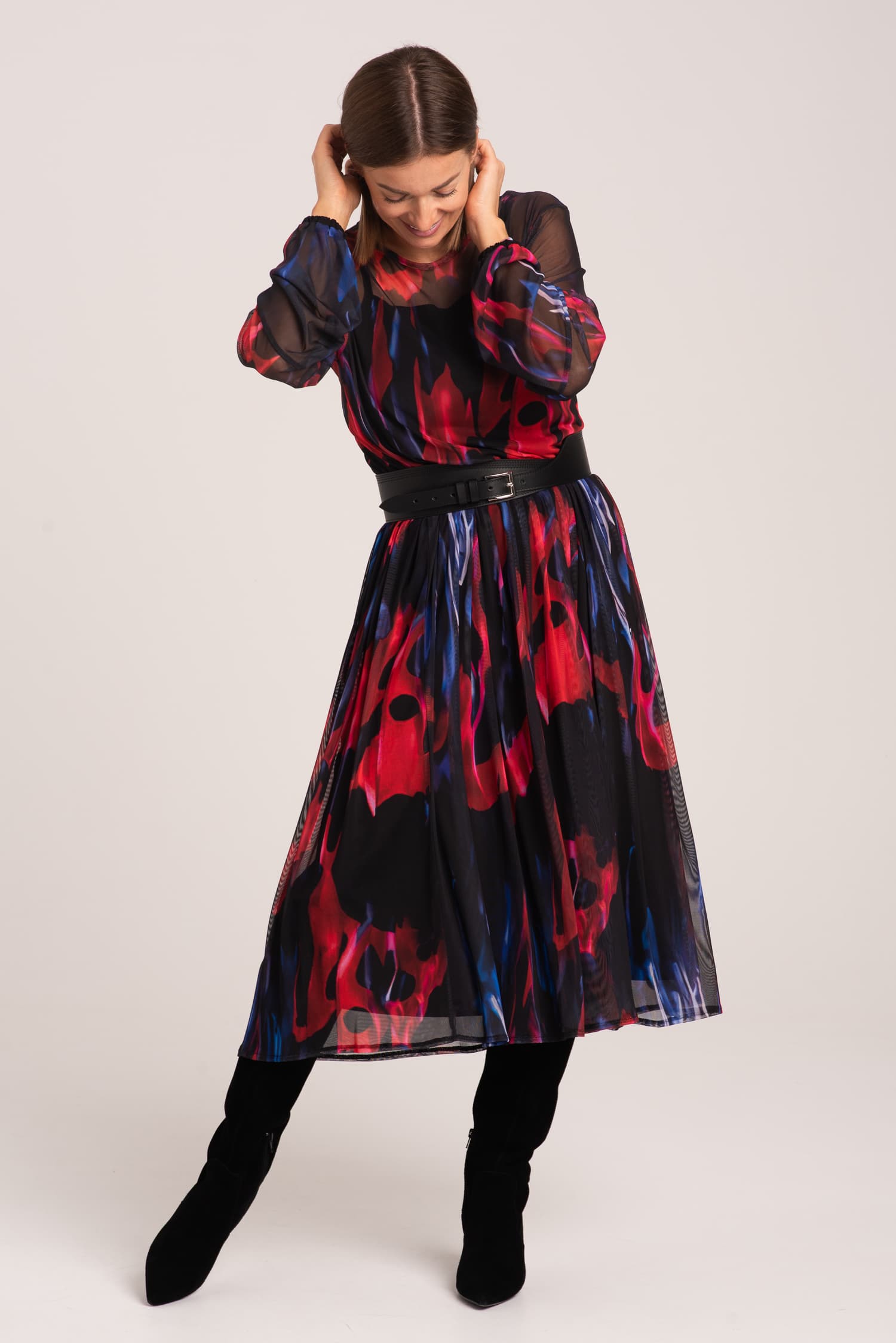 Długa sukienka z meshowej dzianiny Vero - zdjęcie 6