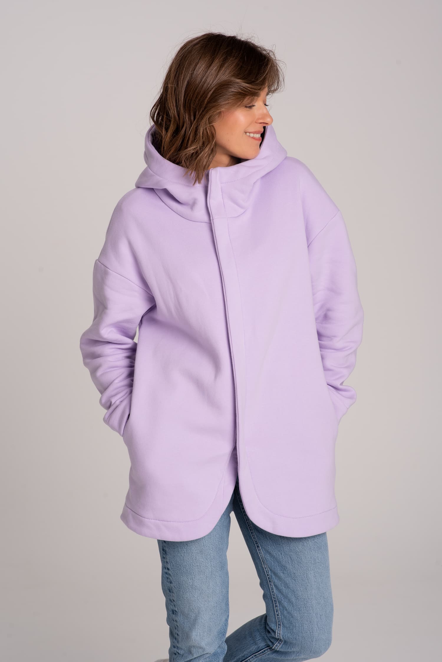 Fioletowa zasuwana bluza damska NA OKRĄGŁO - zdjęcie 6