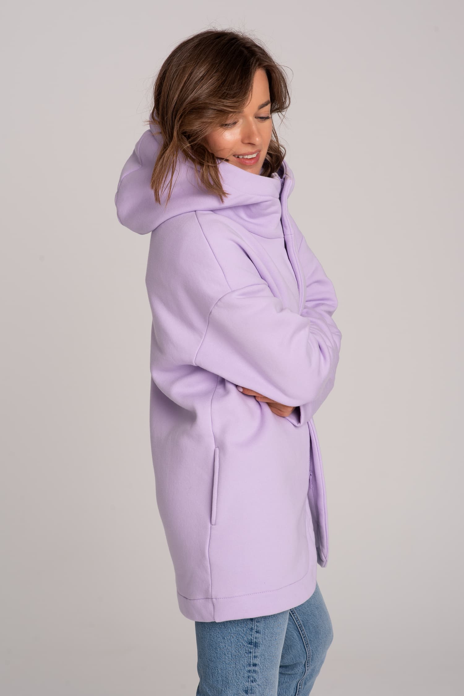 Fioletowa zasuwana bluza damska NA OKRĄGŁO - widok 2