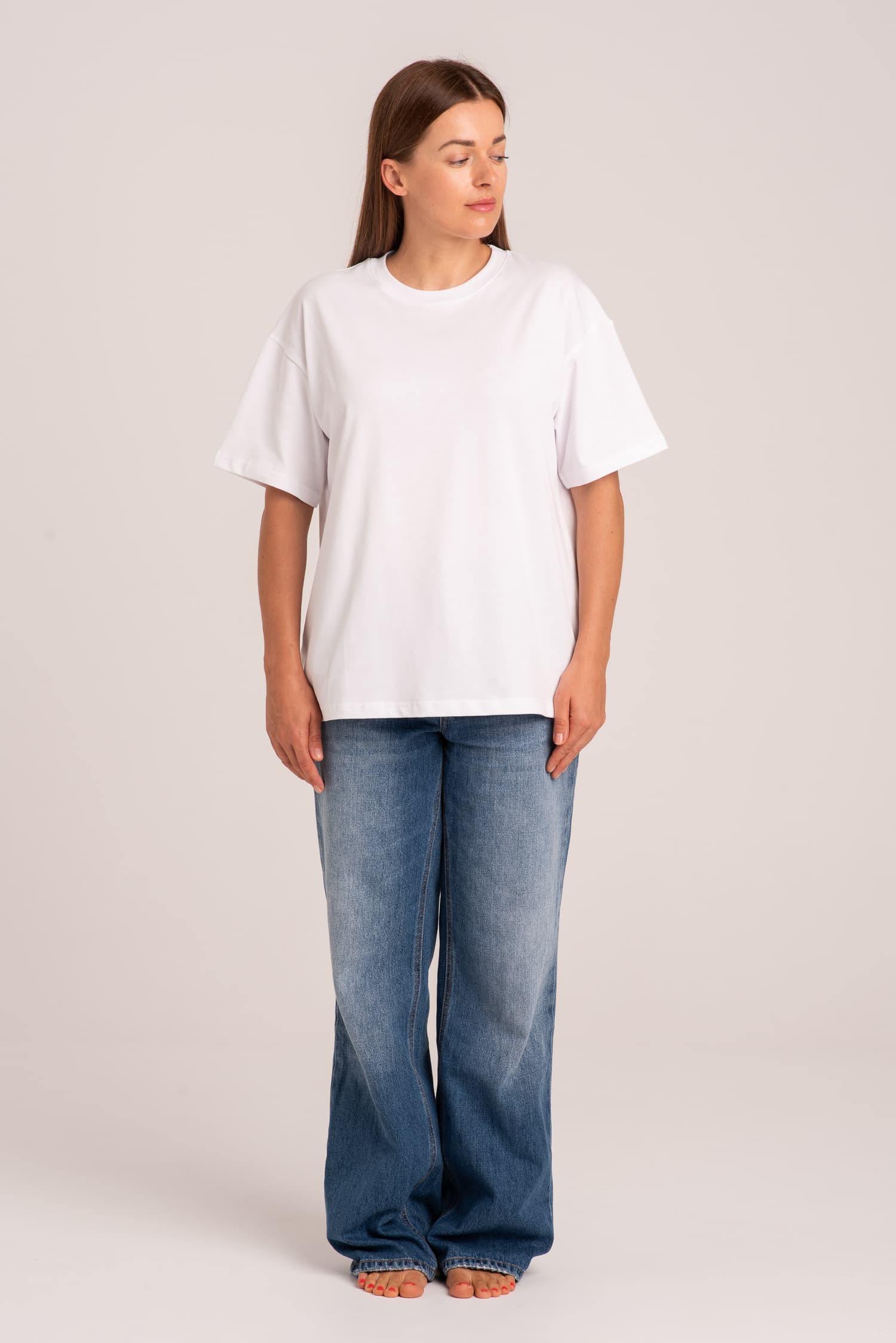 Biały t-shirt damski z grubej bawełny Ina