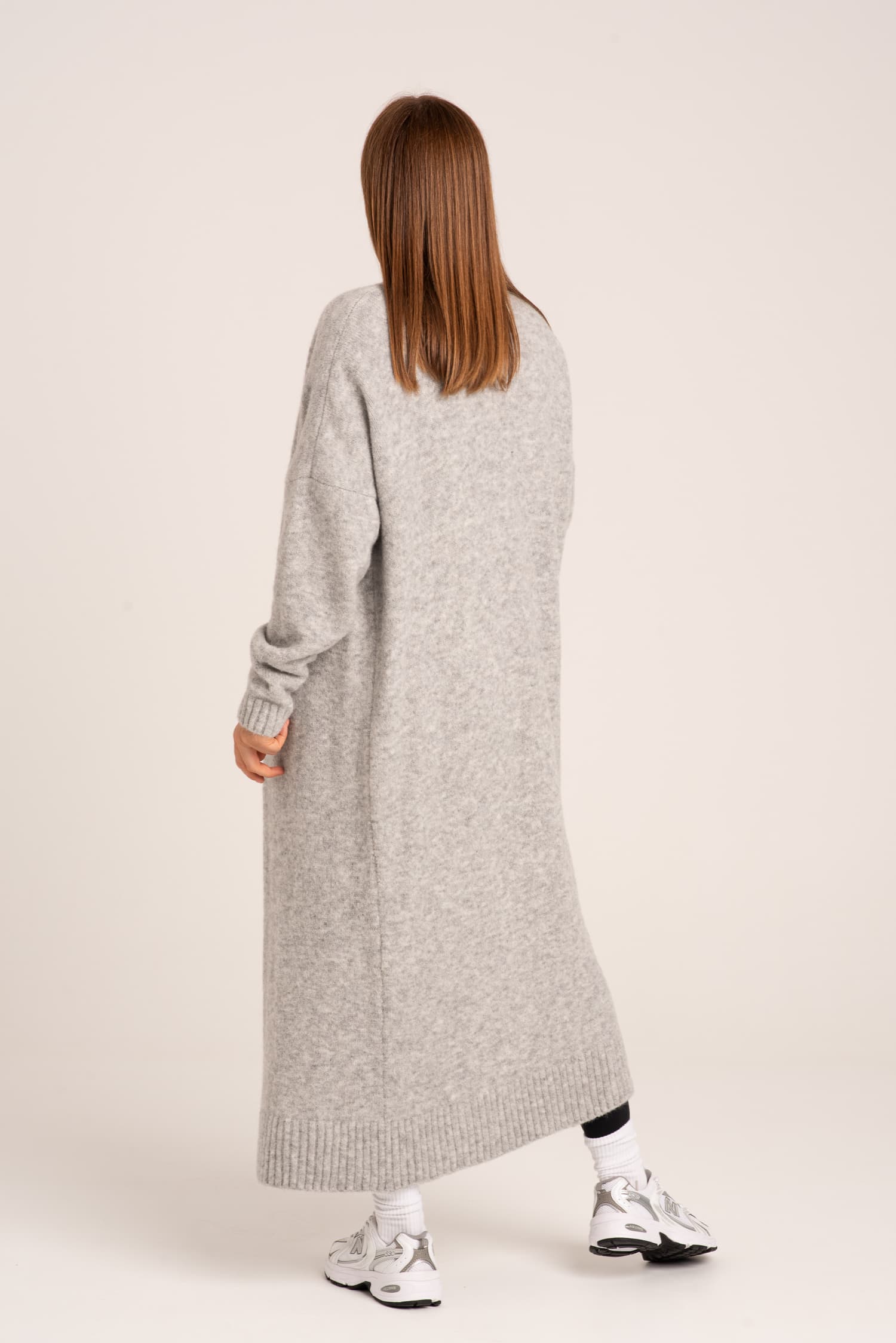 Szary długi kardigan Synthia - zdjęcie 4
