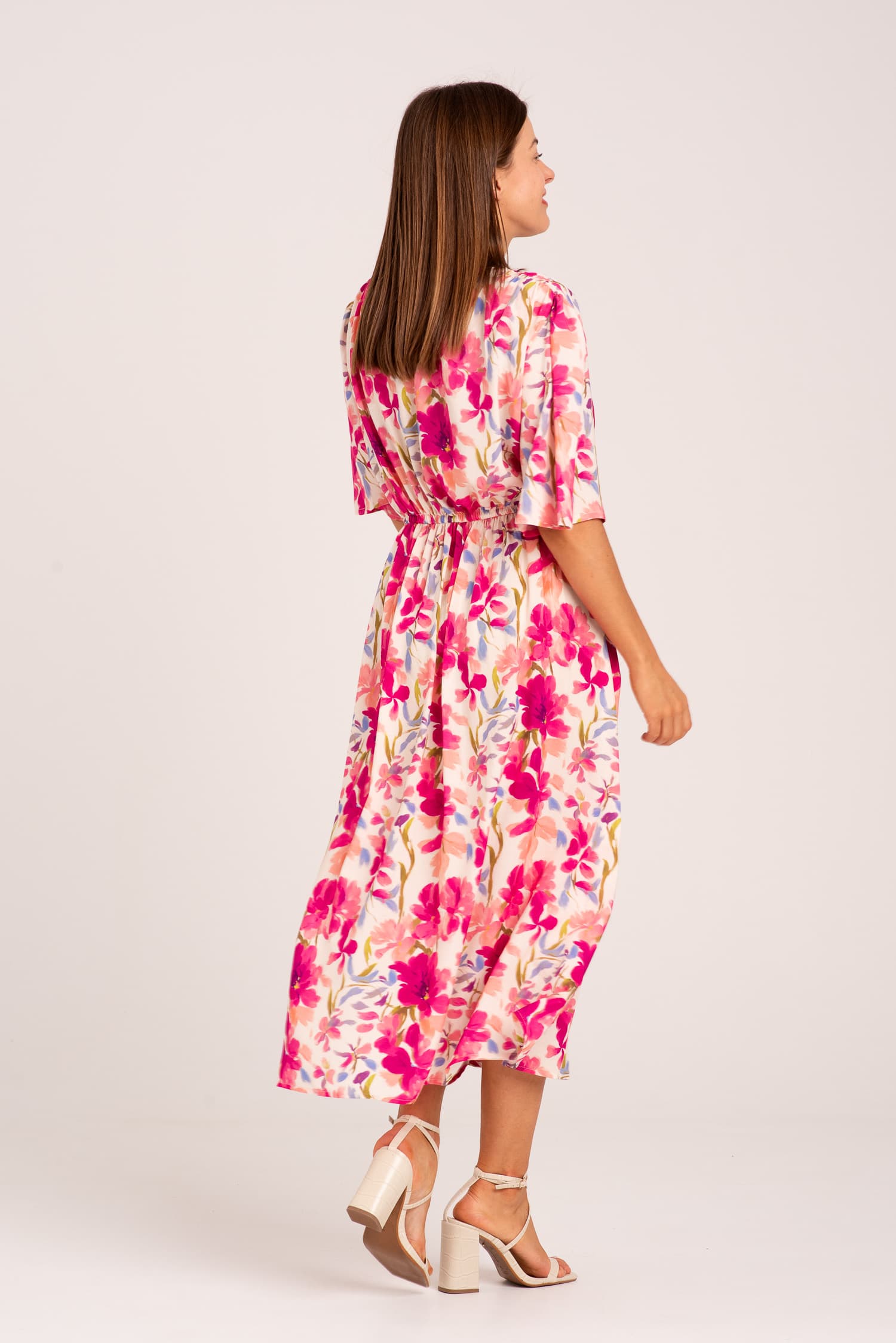 Wiskozowa sukienka w kwiaty z krótkim rękawem Ida - zdjęcie 4