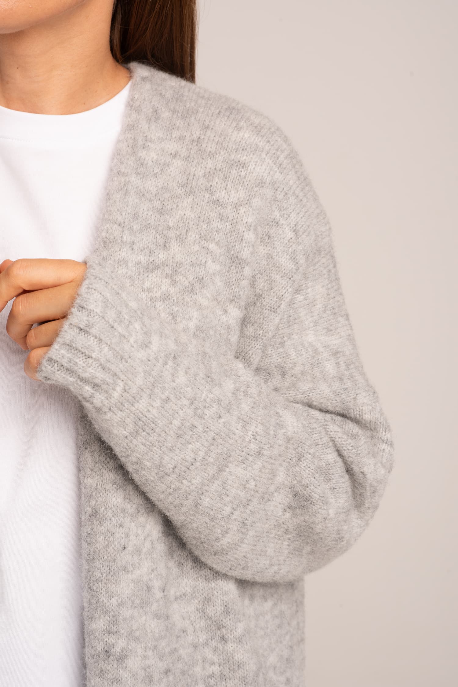 Szary długi kardigan Synthia - zdjęcie 3