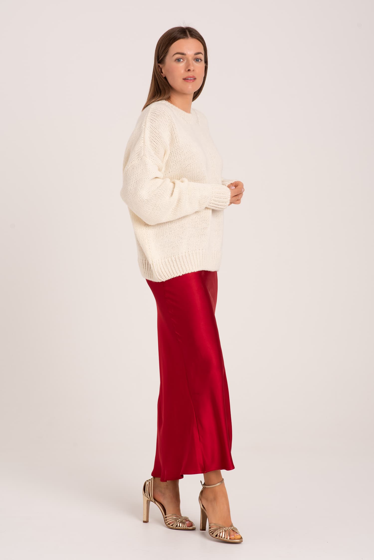 Czerwona spódnica satynowa Violet - zdjęcie 3