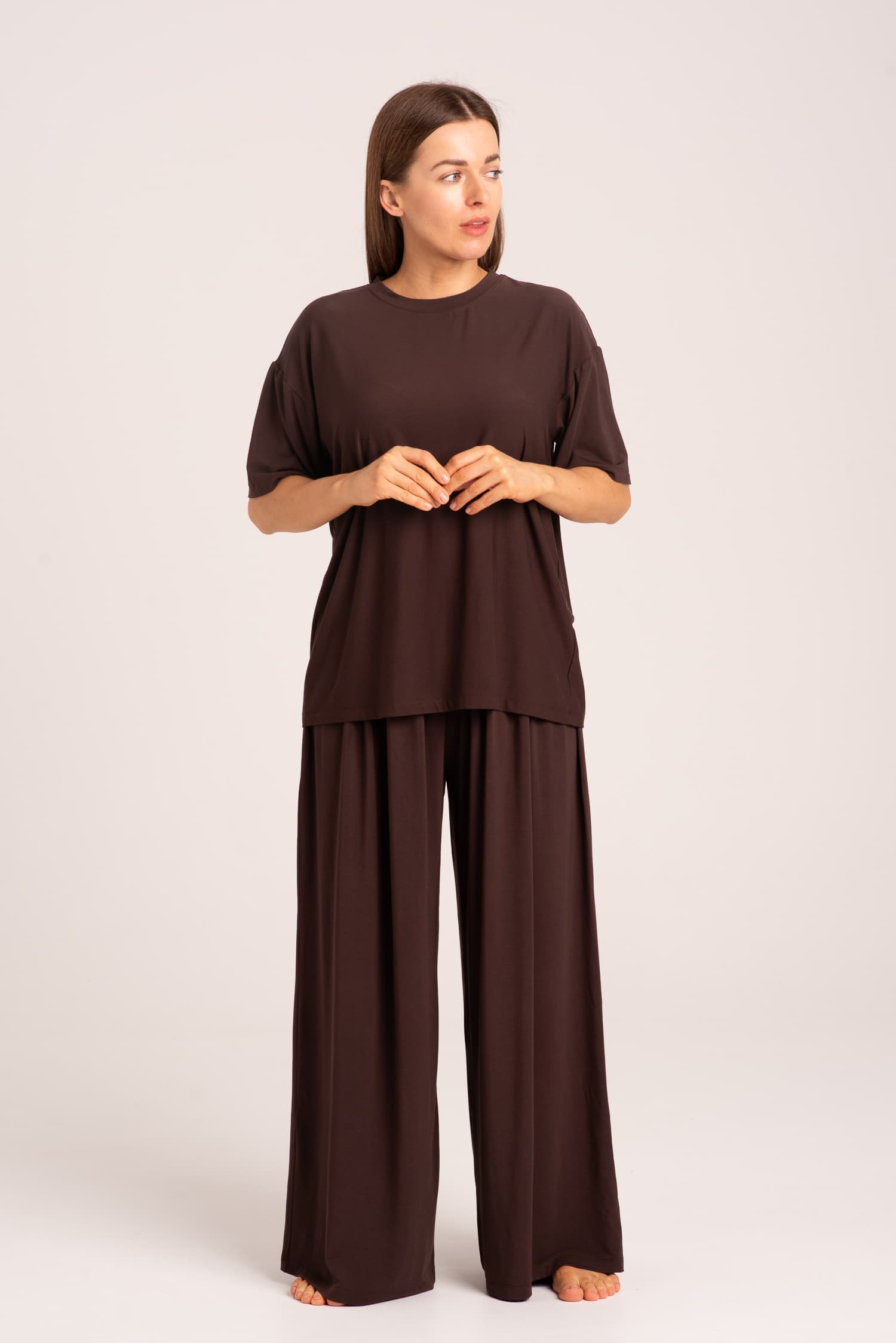 Brązowy bambusowy t-shirt Nina