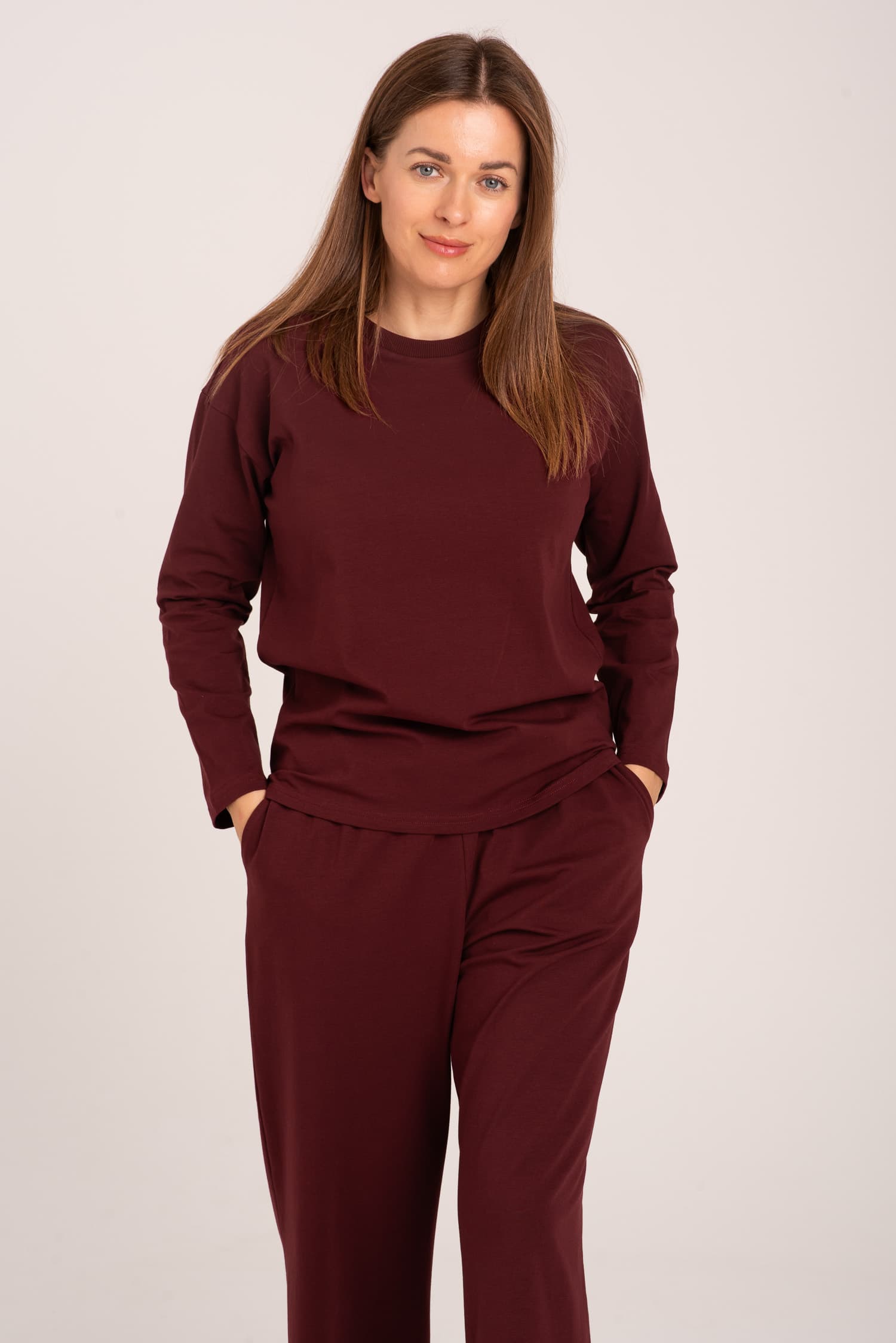 Bordowa piżama damska Night Night - widok 2