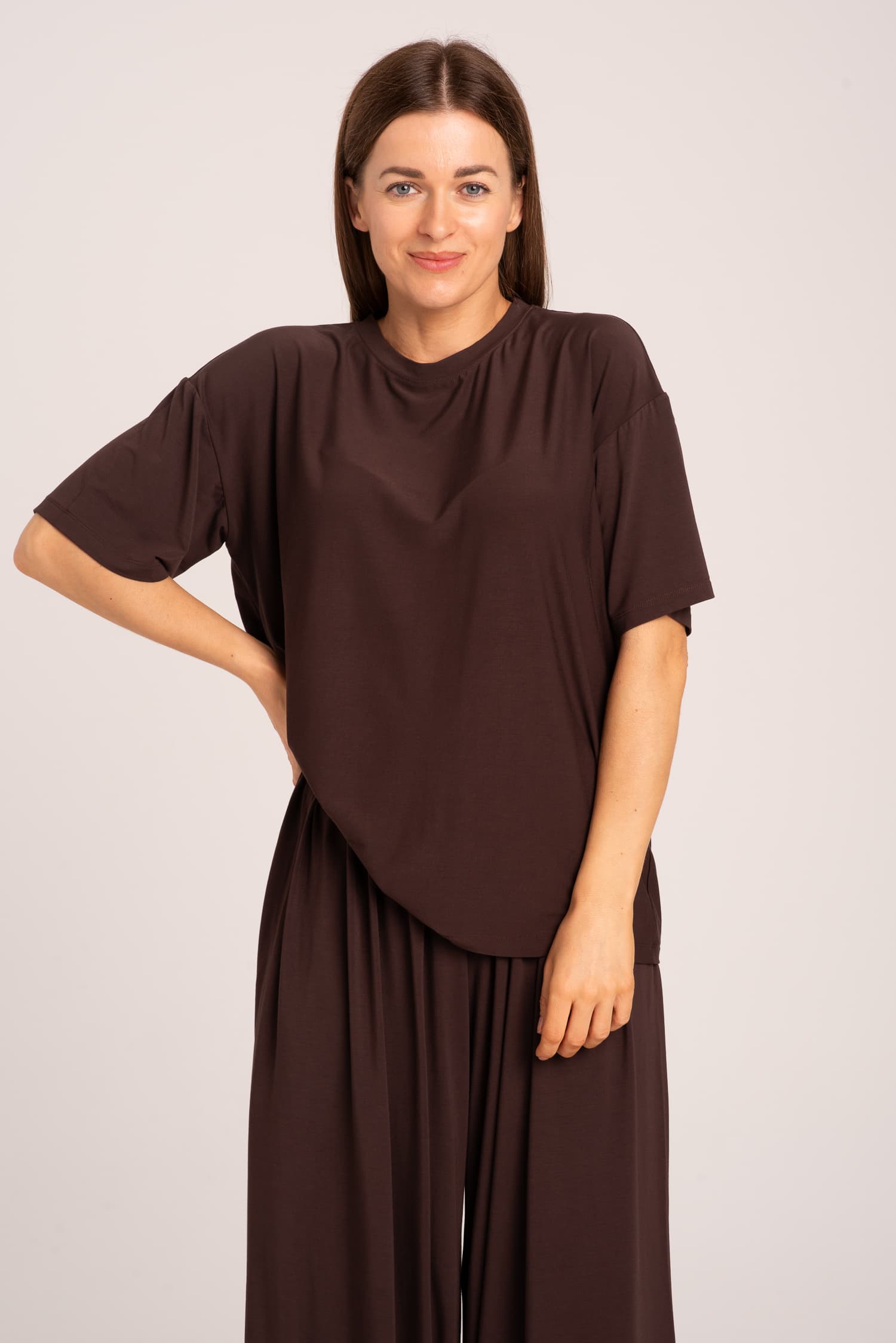 Brązowy bambusowy t-shirt Nina - zdjęcie 3