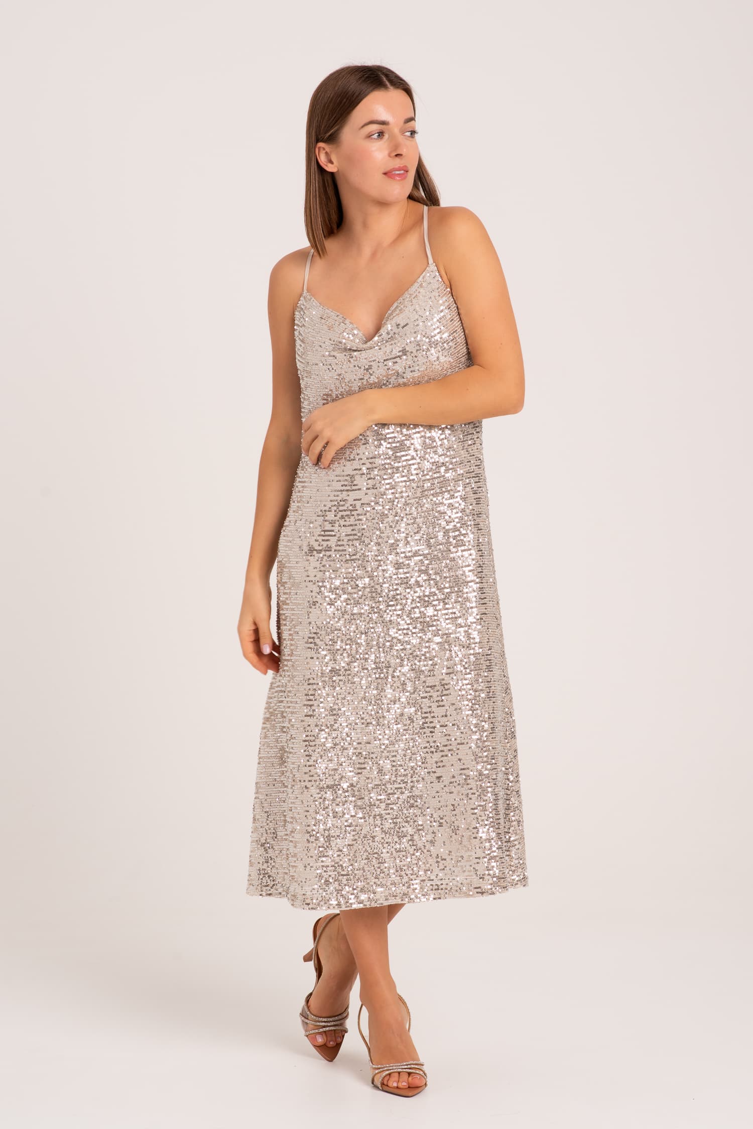 Sukienka cekinowa na ramiączkach Melodie - widok 2