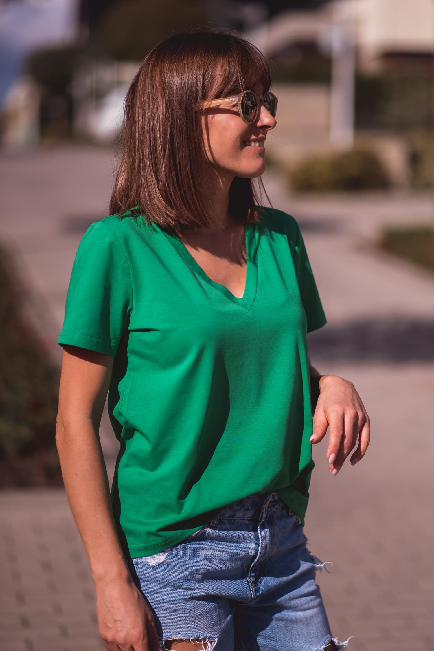 T-shirt BASIC V – zielony - widok 2