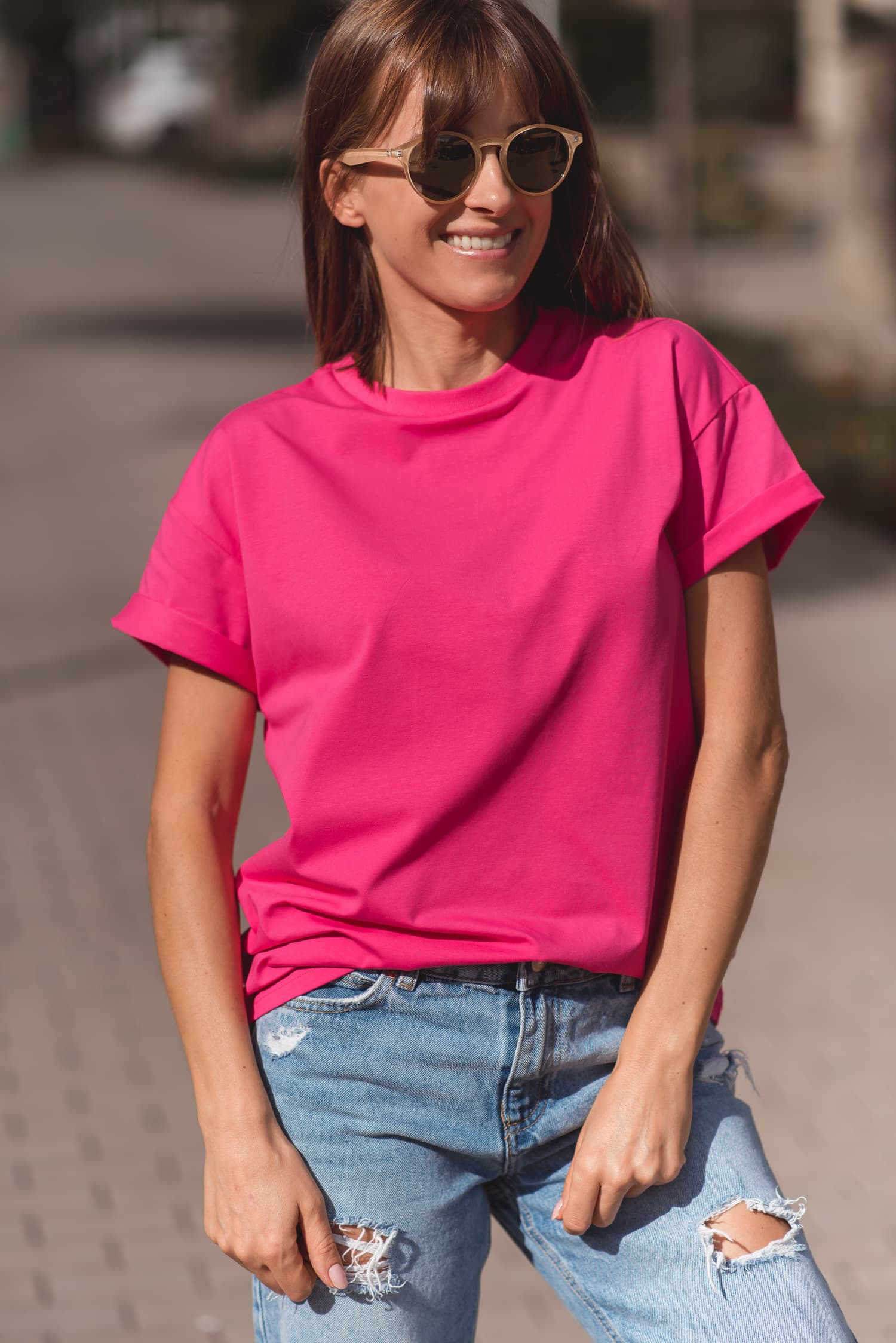 T-shirt klasyczny BASIC – fuksja - widok 2