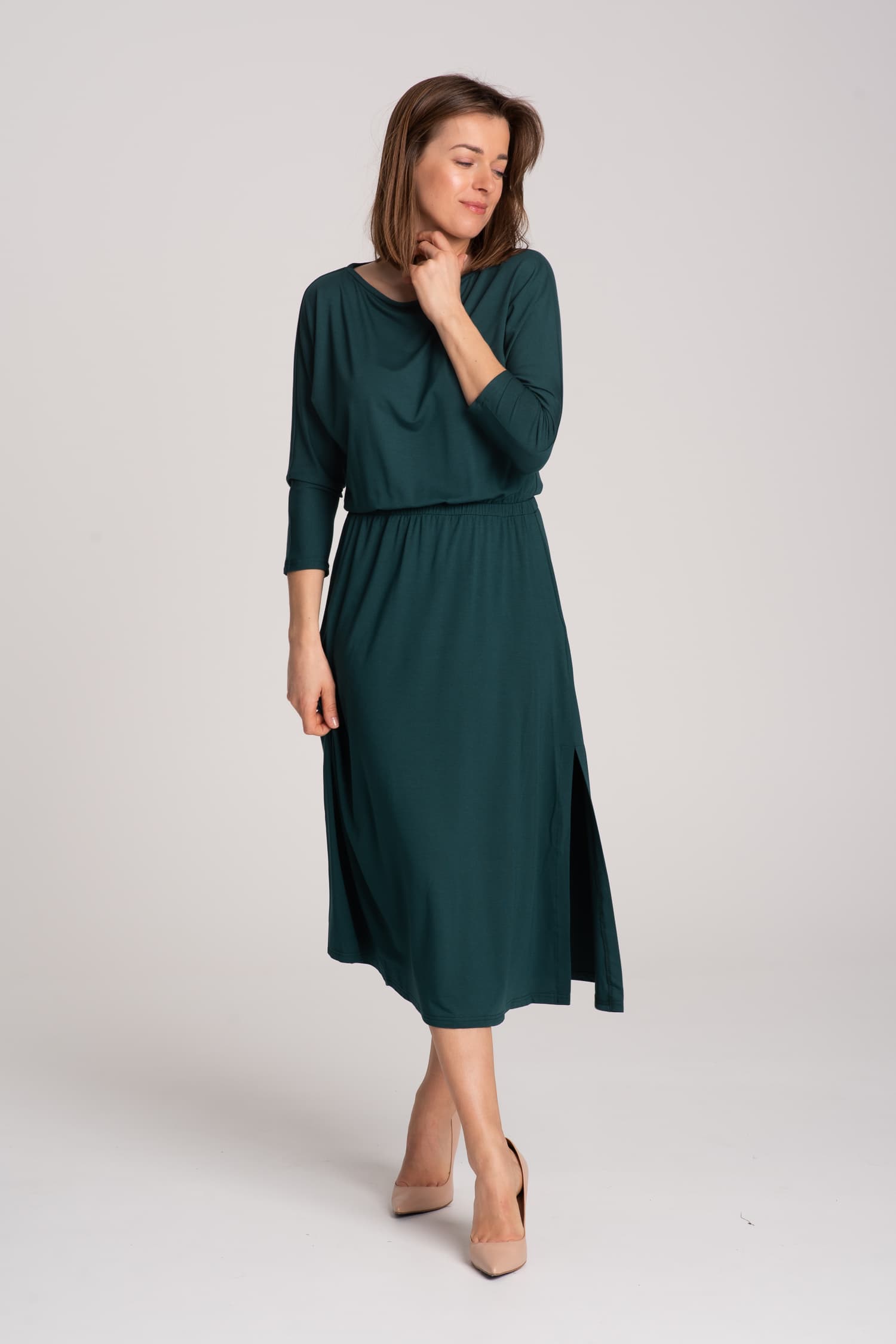 Zielona sukienka z modalu Hot As Hell - widok 2