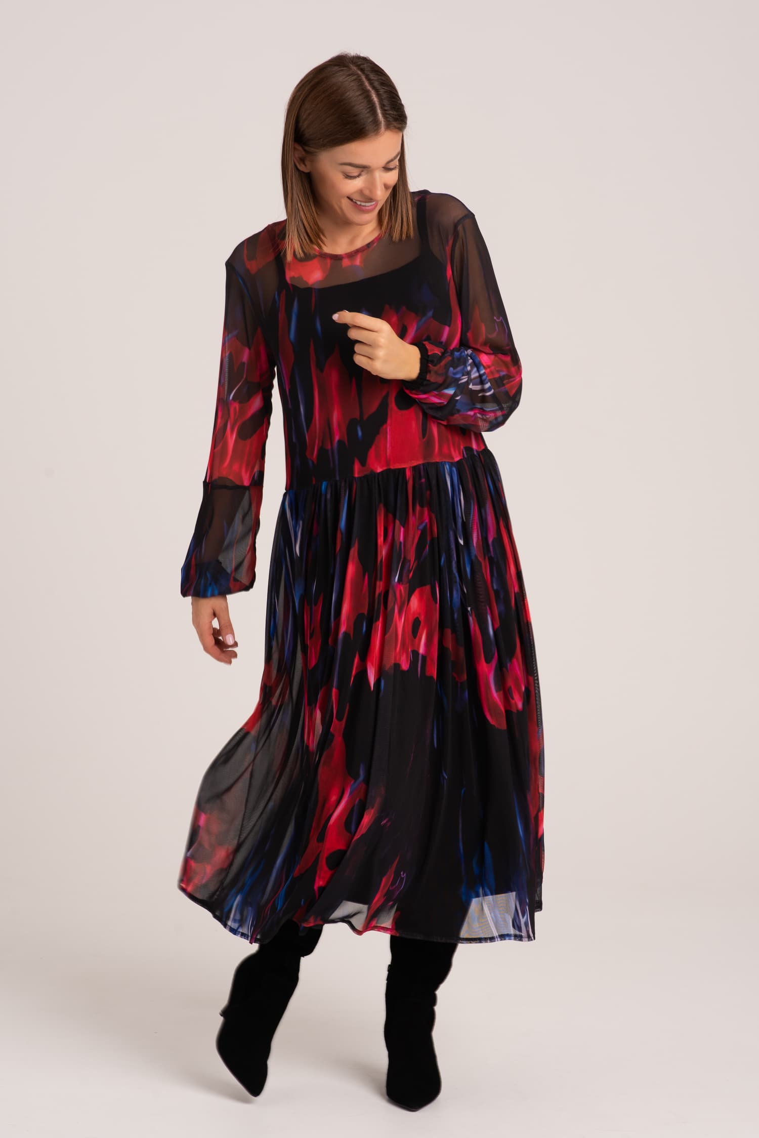 Długa sukienka z meshowej dzianiny Vero - zdjęcie 9