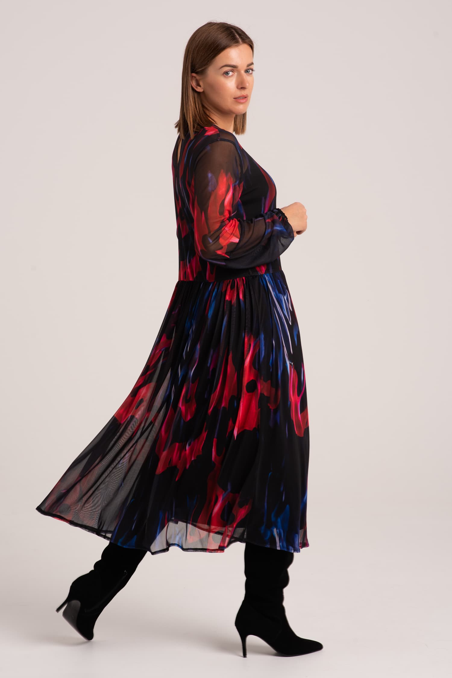 Długa sukienka z meshowej dzianiny Vero - widok 2