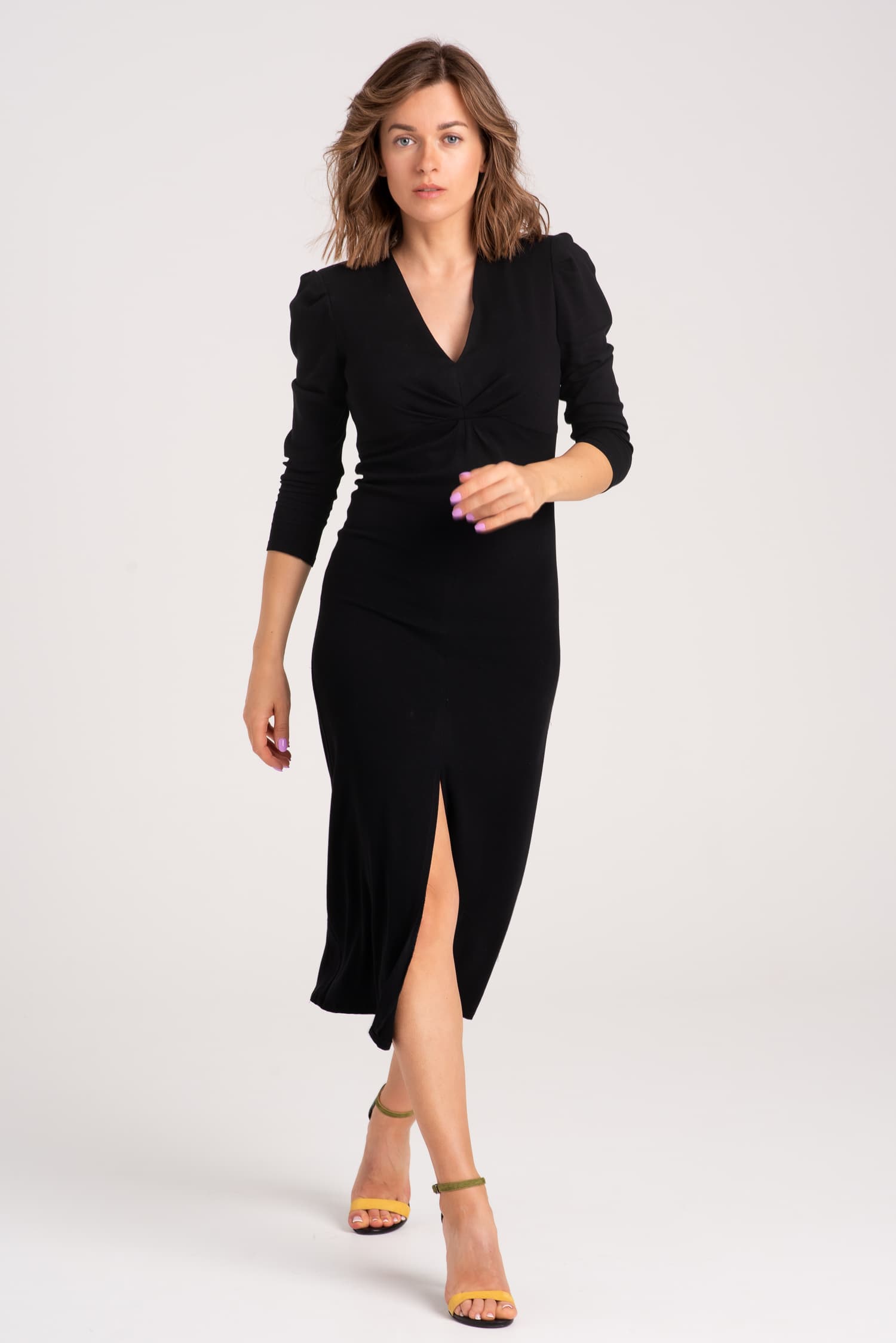 Czarna sukienka z elastycznej wiskozy Eliana long