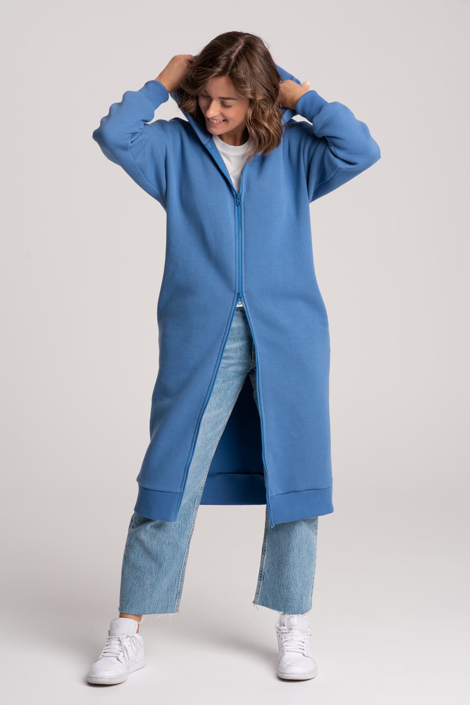 Niebieska zasuwana bluza DŁUGA HISTORIA