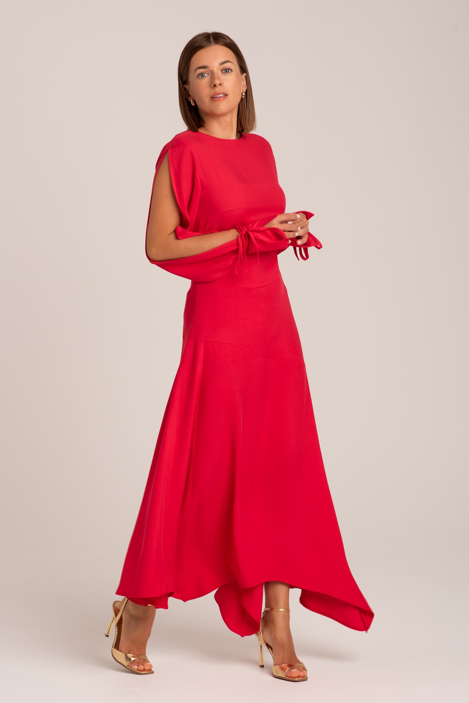 Czerwona asymetryczna sukienka Lea