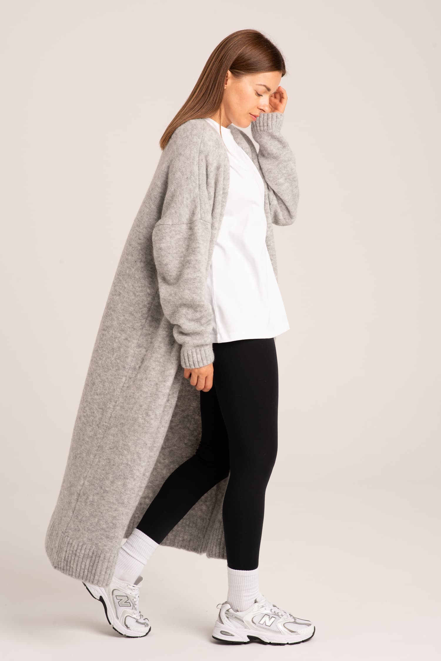 Szary długi kardigan Synthia - zdjęcie 6