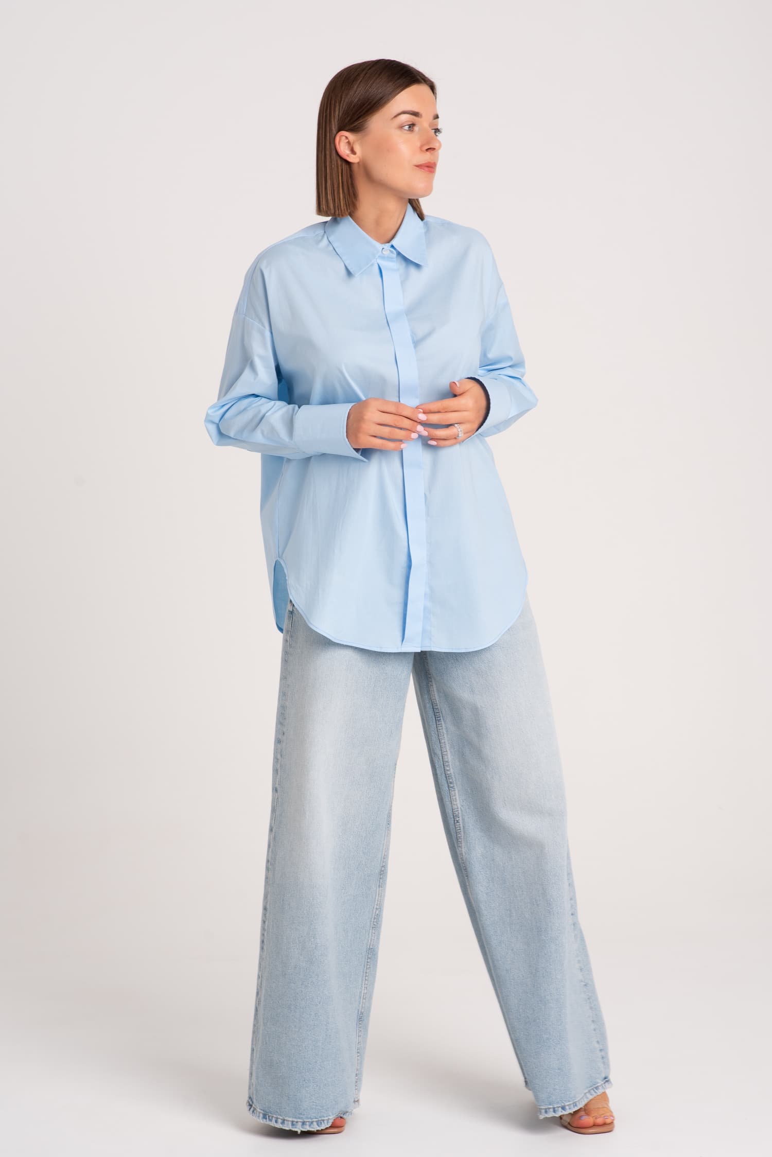 Niebieska bawełniana koszula oversize Laure