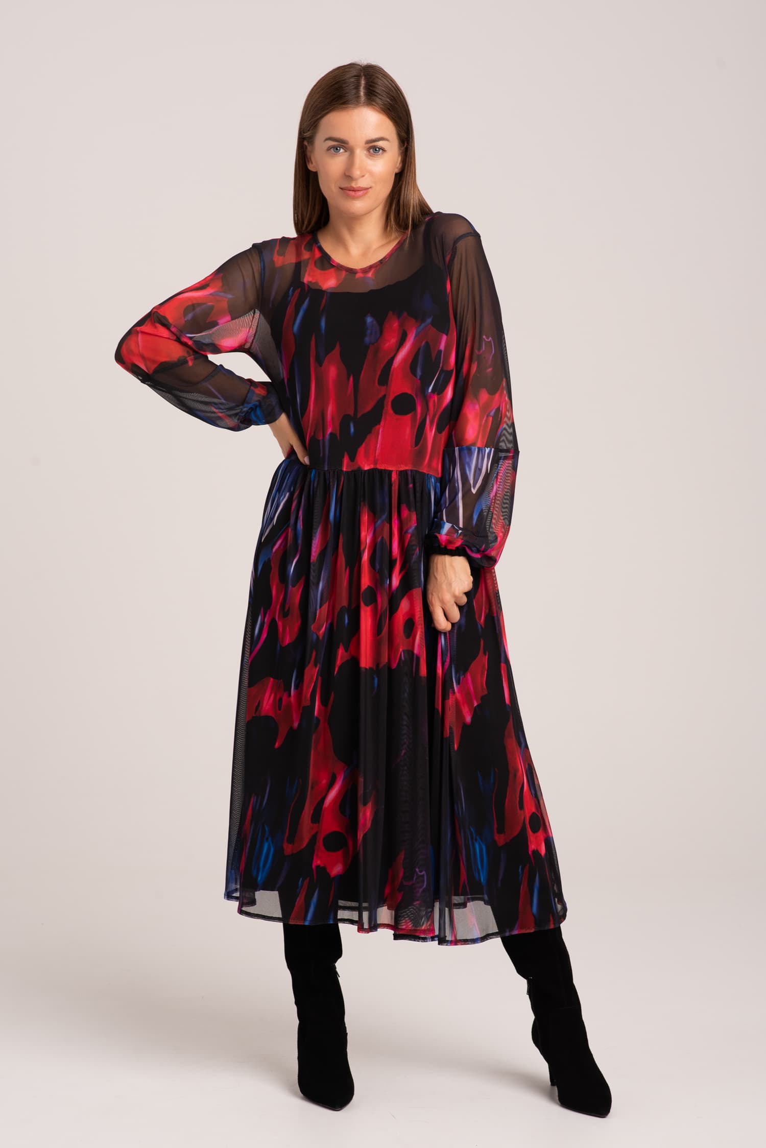 Długa sukienka z meshowej dzianiny Vero - zdjęcie 3