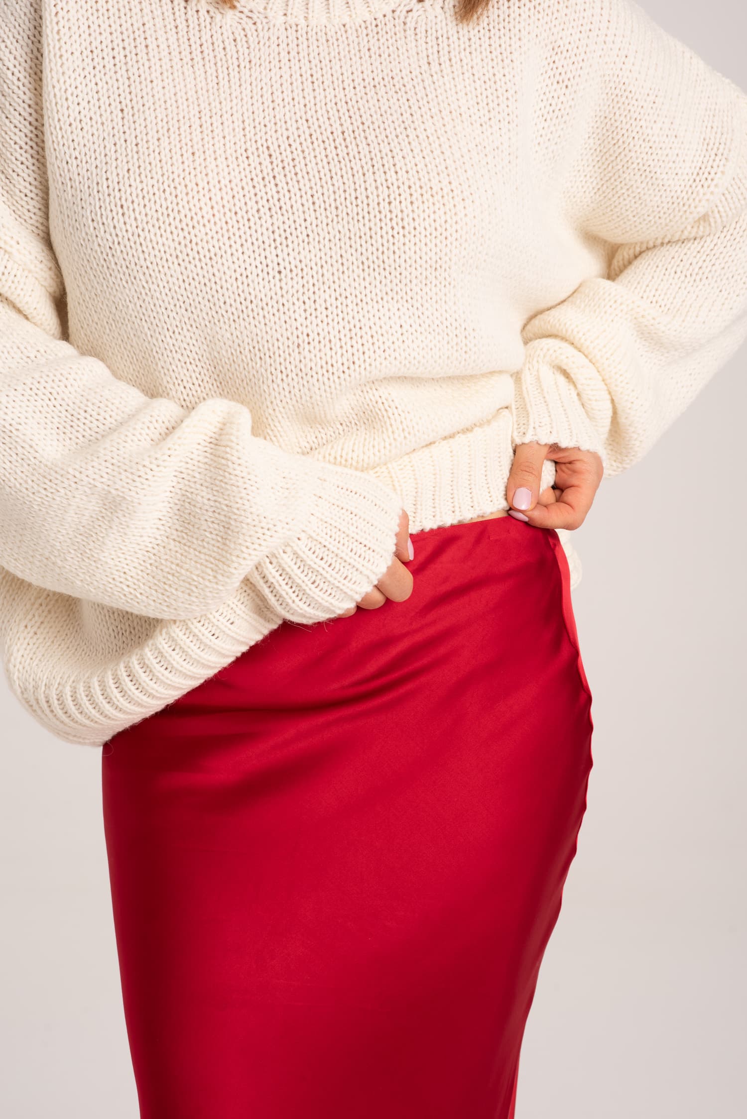 Czerwona spódnica satynowa Violet - zdjęcie 4