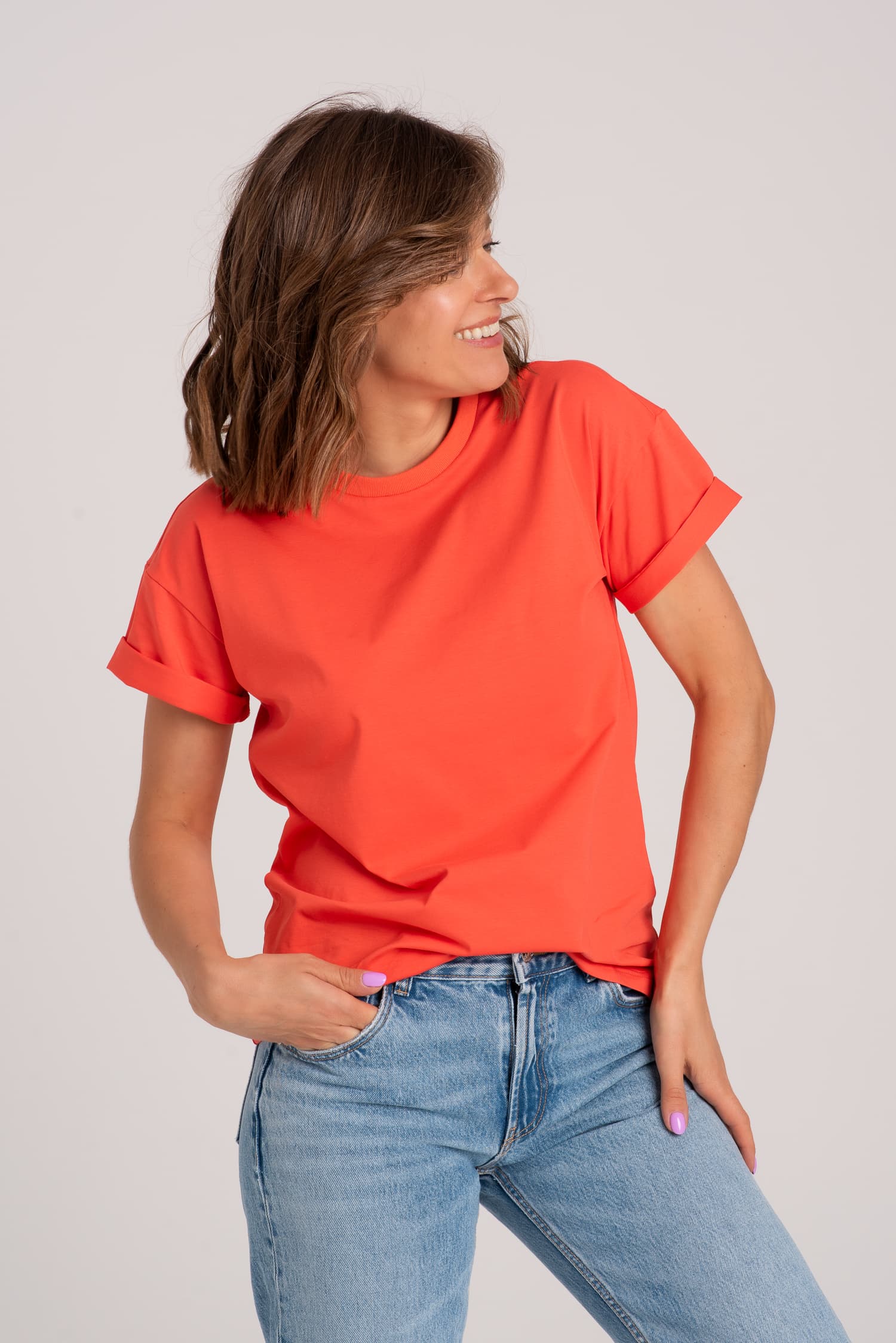 T-shirt klasyczny BASIC – koralowy