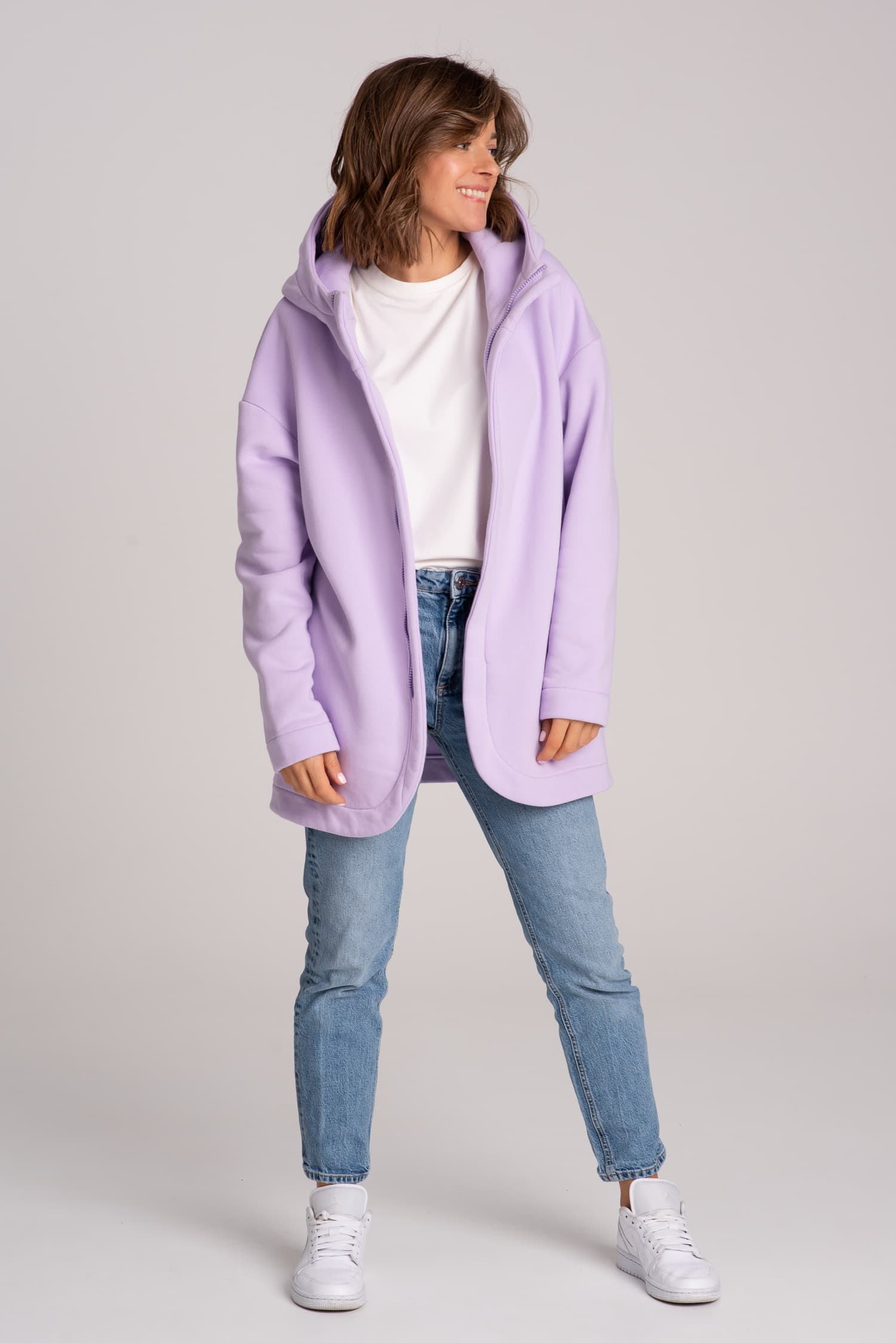 Fioletowa zasuwana bluza damska NA OKRĄGŁO