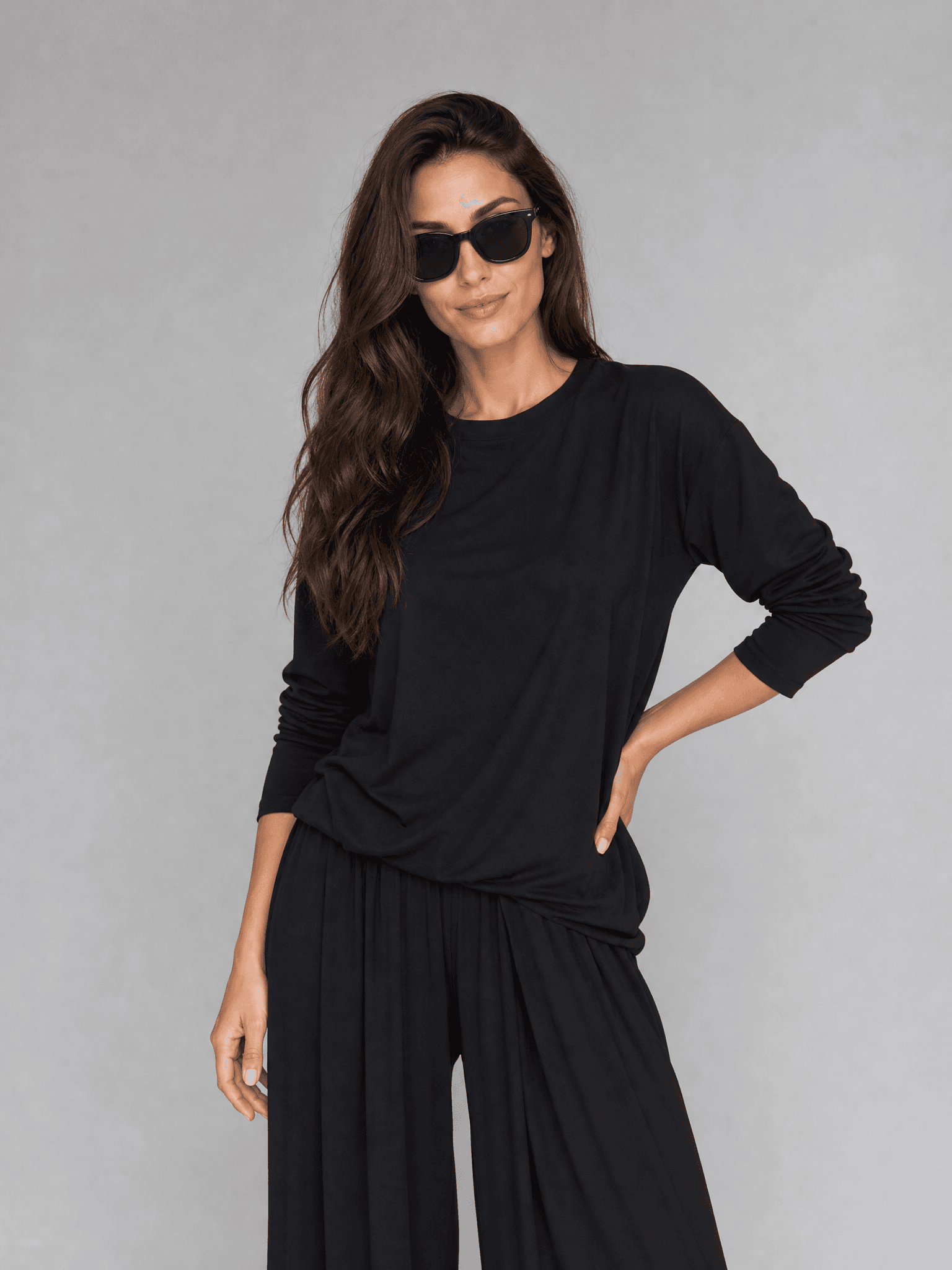 Czarny longsleeve bambusowy Nina — zdjęcie 7