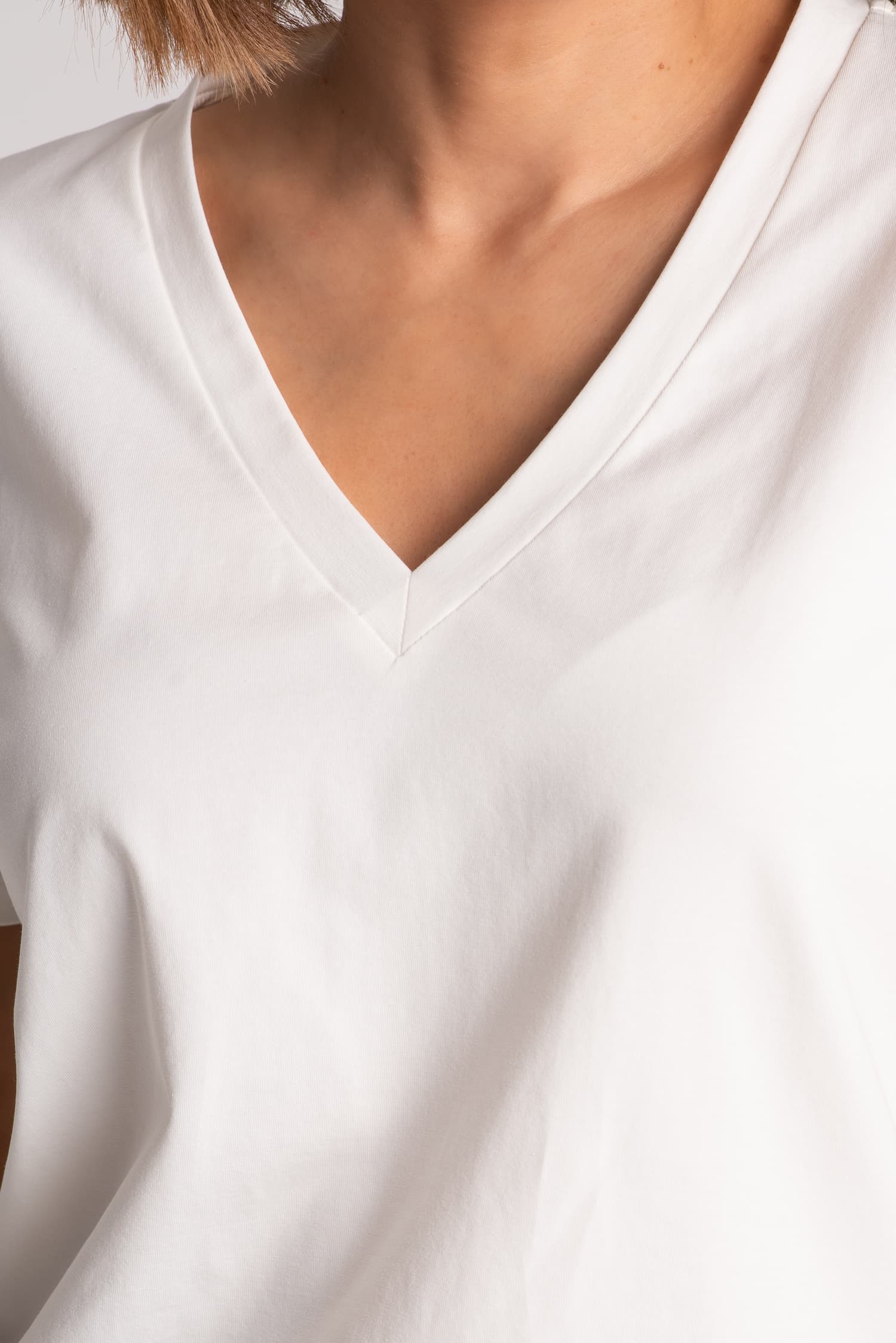 T-shirt BASIC V Biały — zdjęcie 3