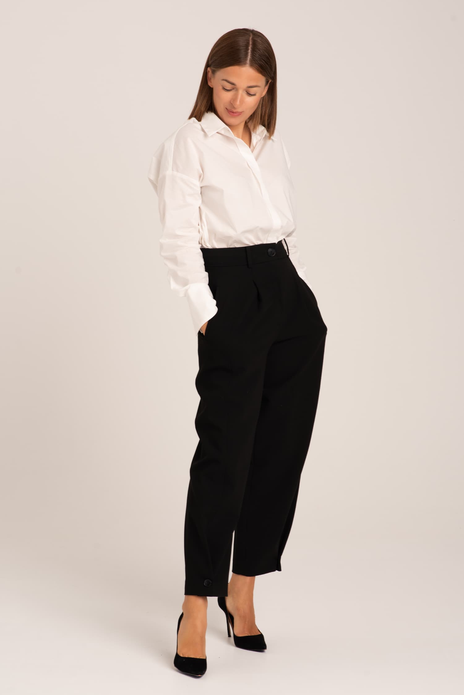 Biała bawełniana koszula oversize Laure — zdjęcie 7