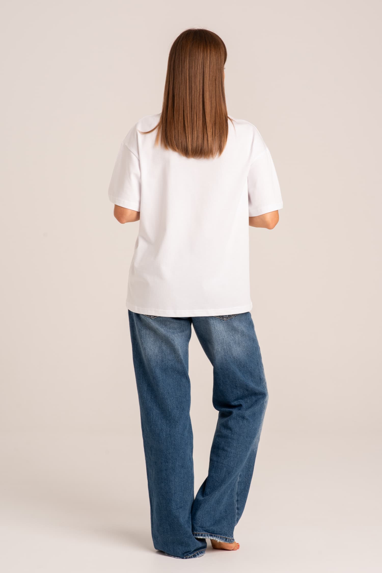 Biały t-shirt damski z grubej bawełny Ina — zdjęcie 5