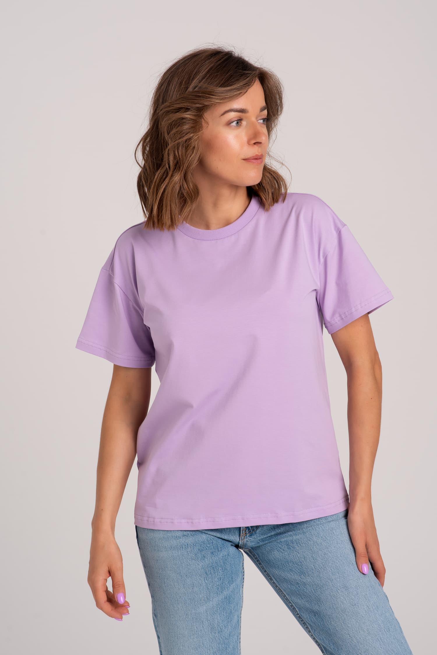 T-shirt klasyczny BASIC – fioletowy — zdjęcie 2