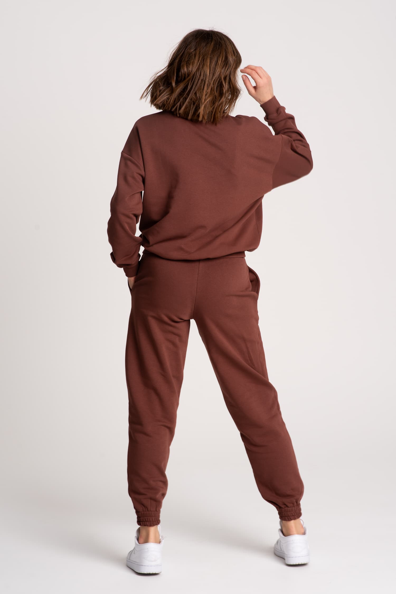 Dresy damskie: bluza + spodnie –brąz — zdjęcie 4