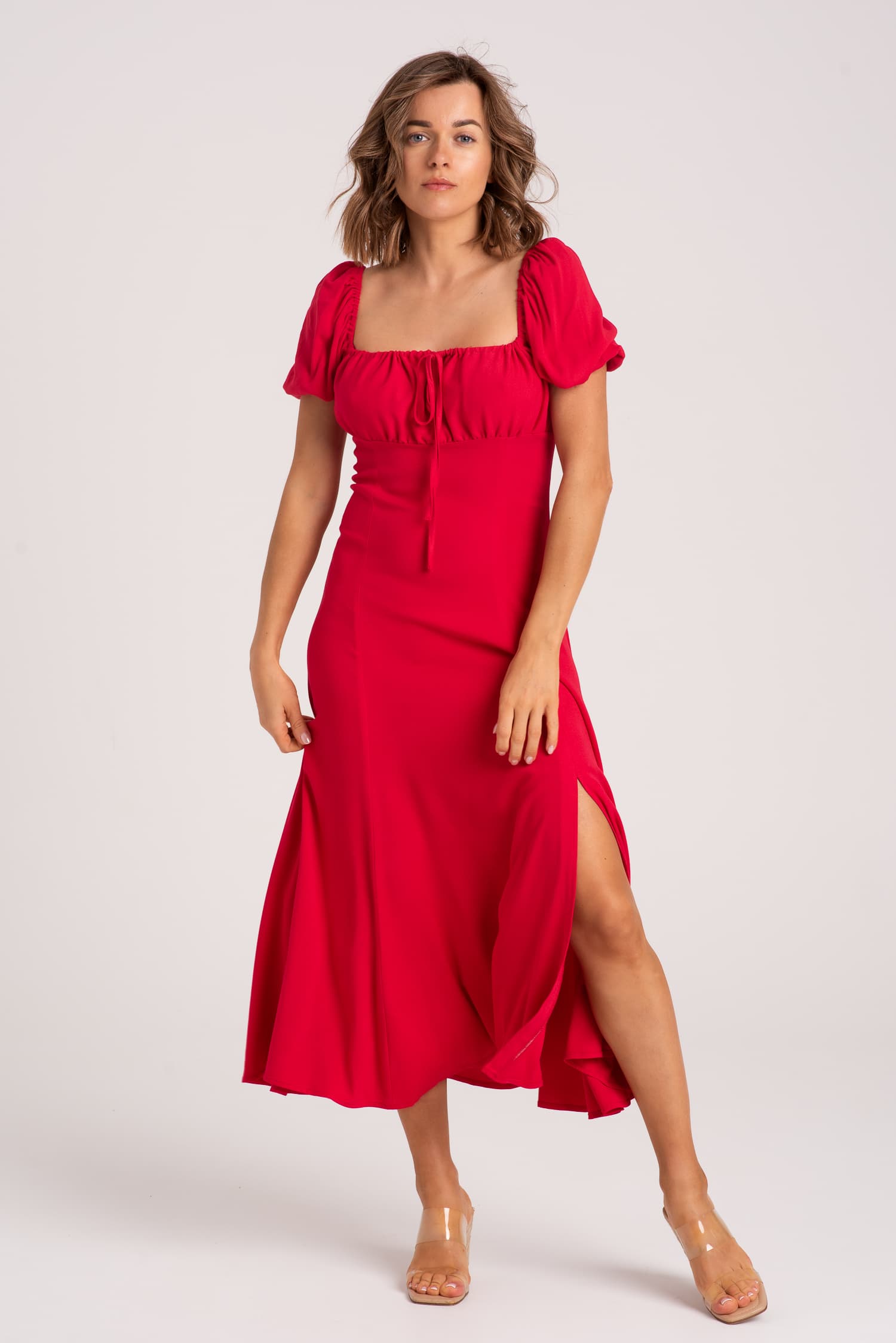 Czerwona sukienka letnia Paris - zdjęcie 4