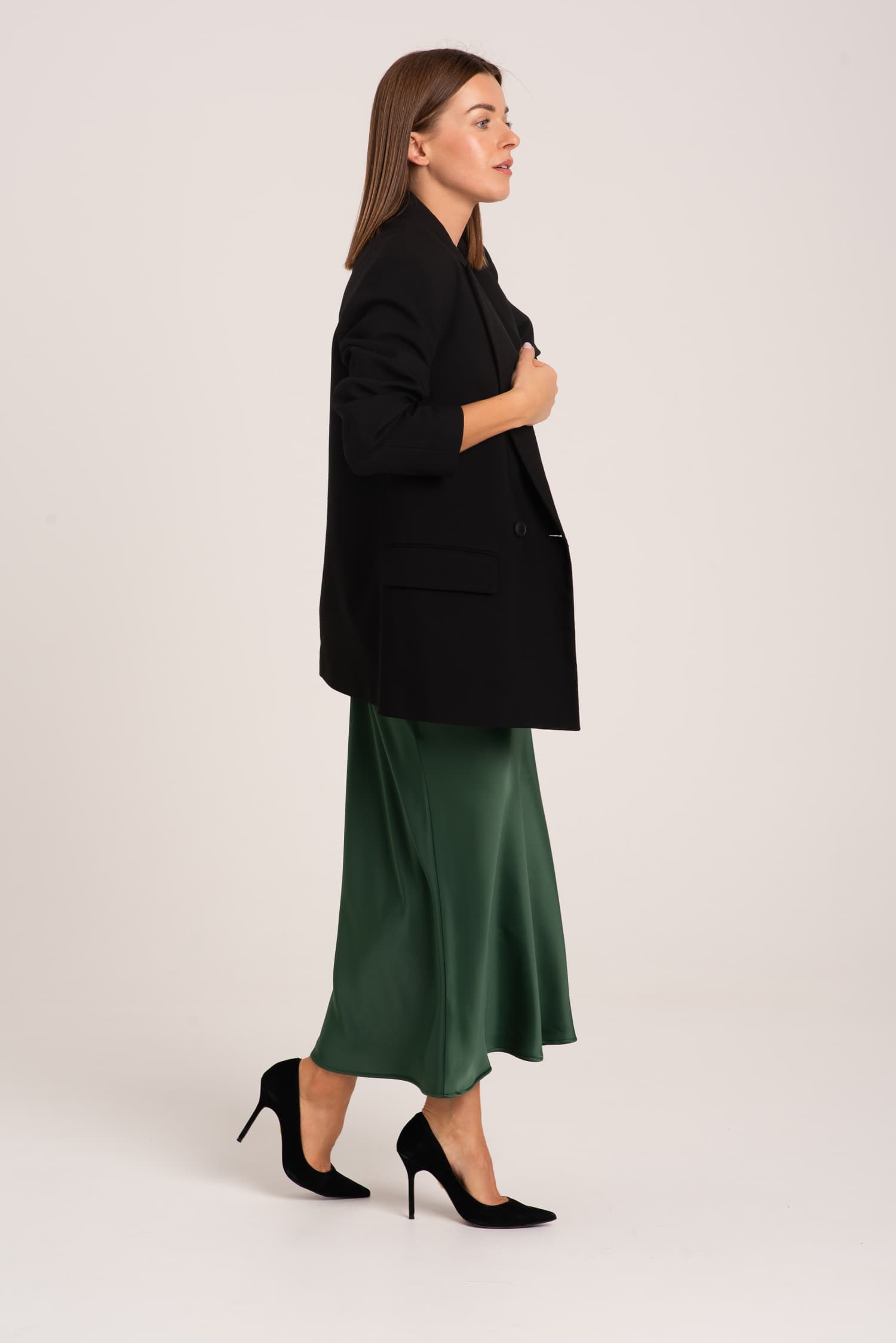 Zielona spódnica satynowa Violet - zdjęcie 3