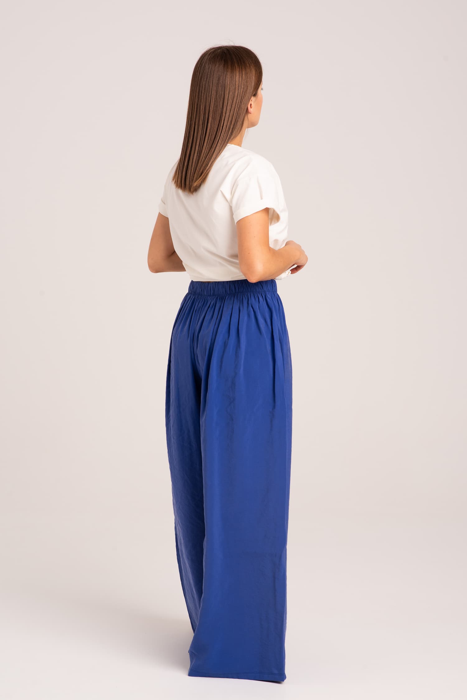 Niebieskie szerokie spodnie z wiskozy Harmony - zdjęcie 5