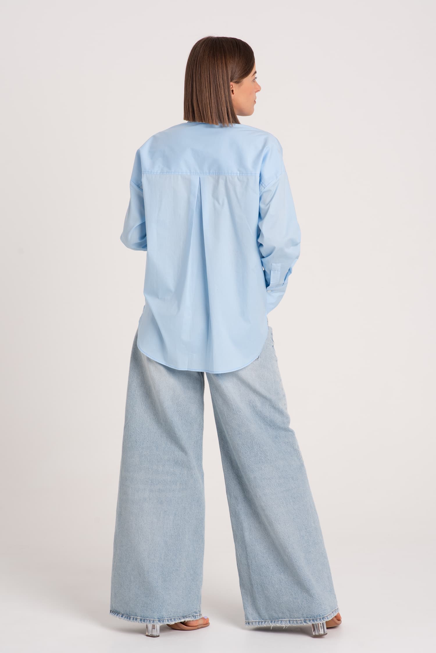 Niebieska bawełniana koszula oversize Laure - zdjęcie 3