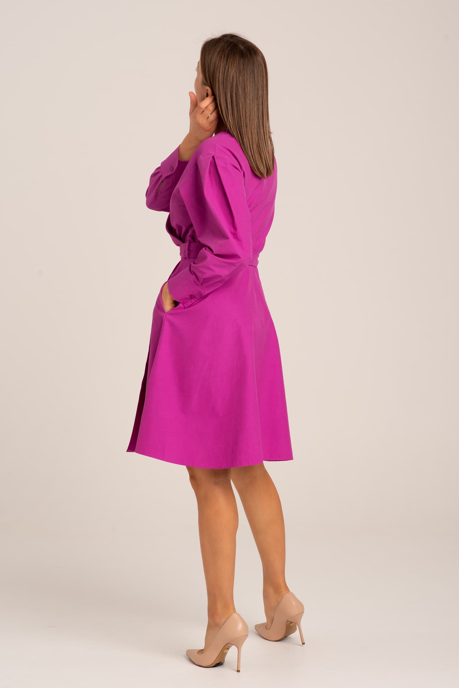 Różowa sukienka kopertowa Maria - zdjęcie 4