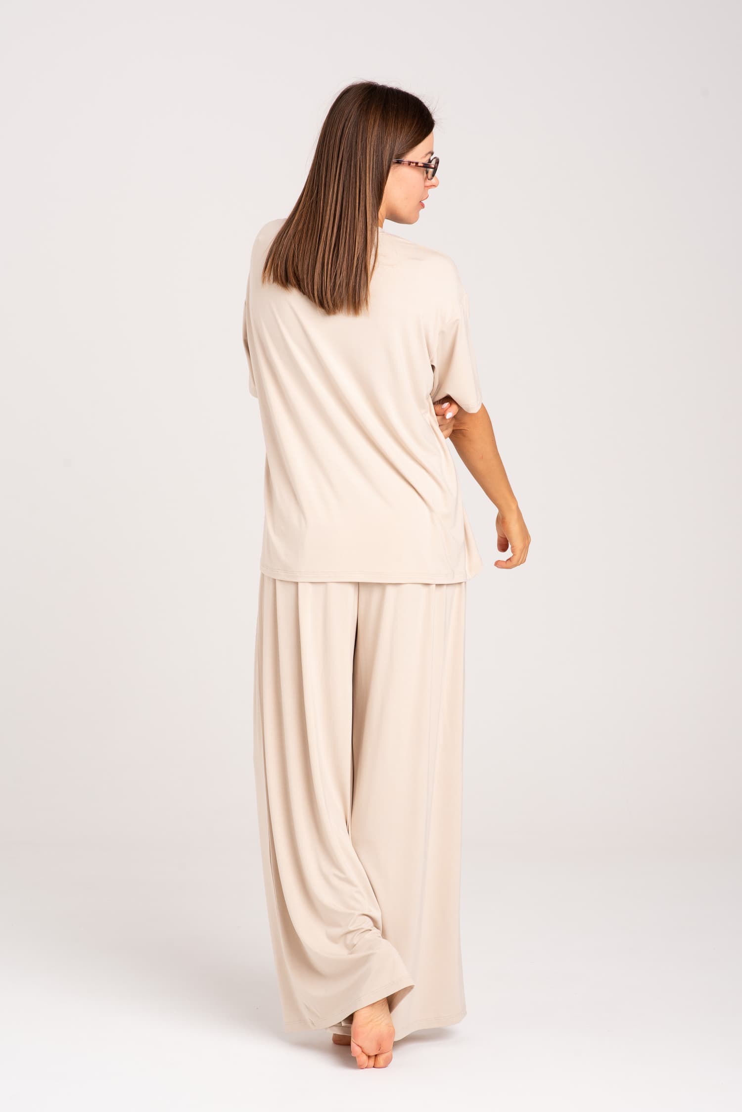 Kremowe luźne spodnie bambusowe Nina - zdjęcie 3