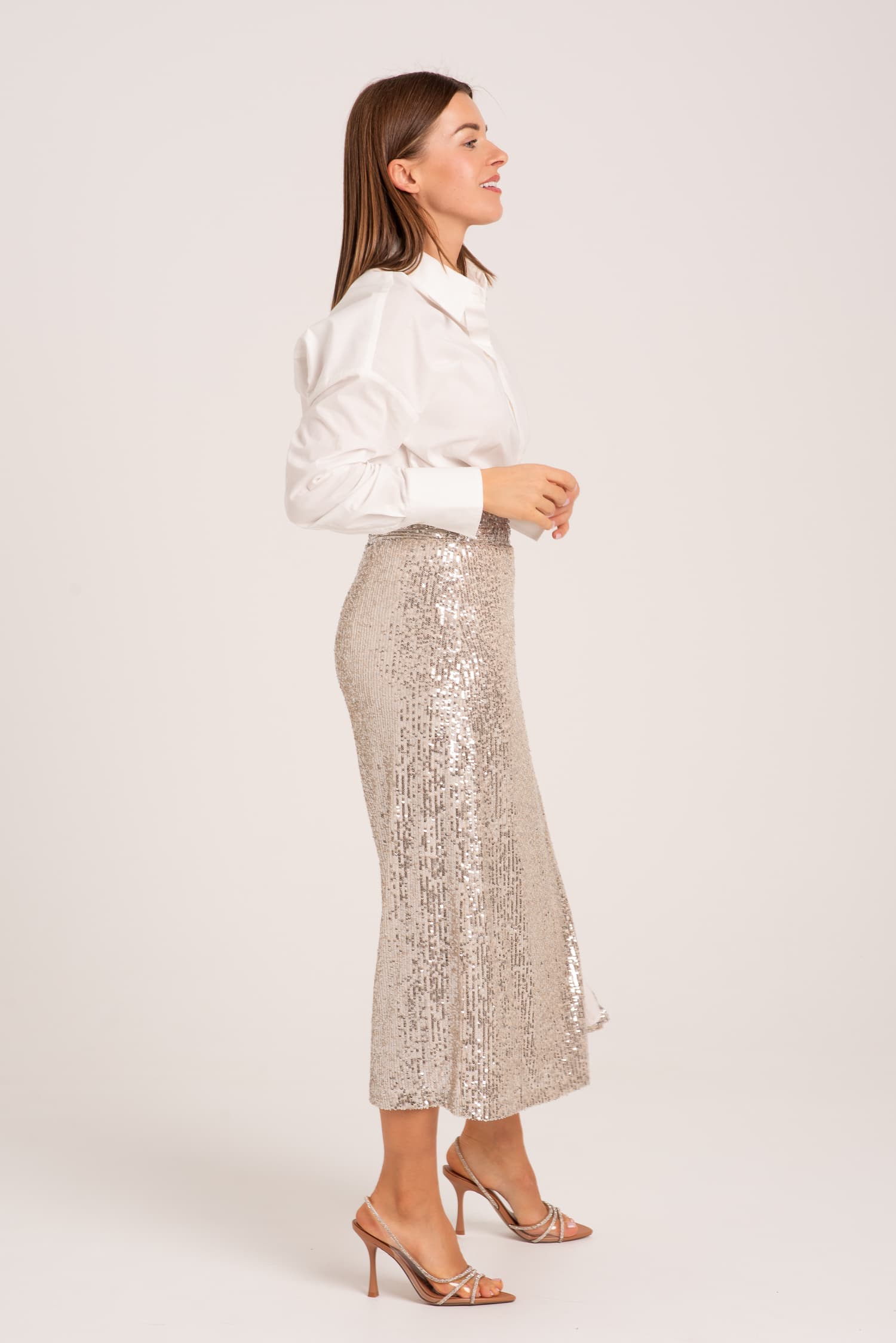 Długa kopertowa spódnica cekinowa Muriel - zdjęcie 3