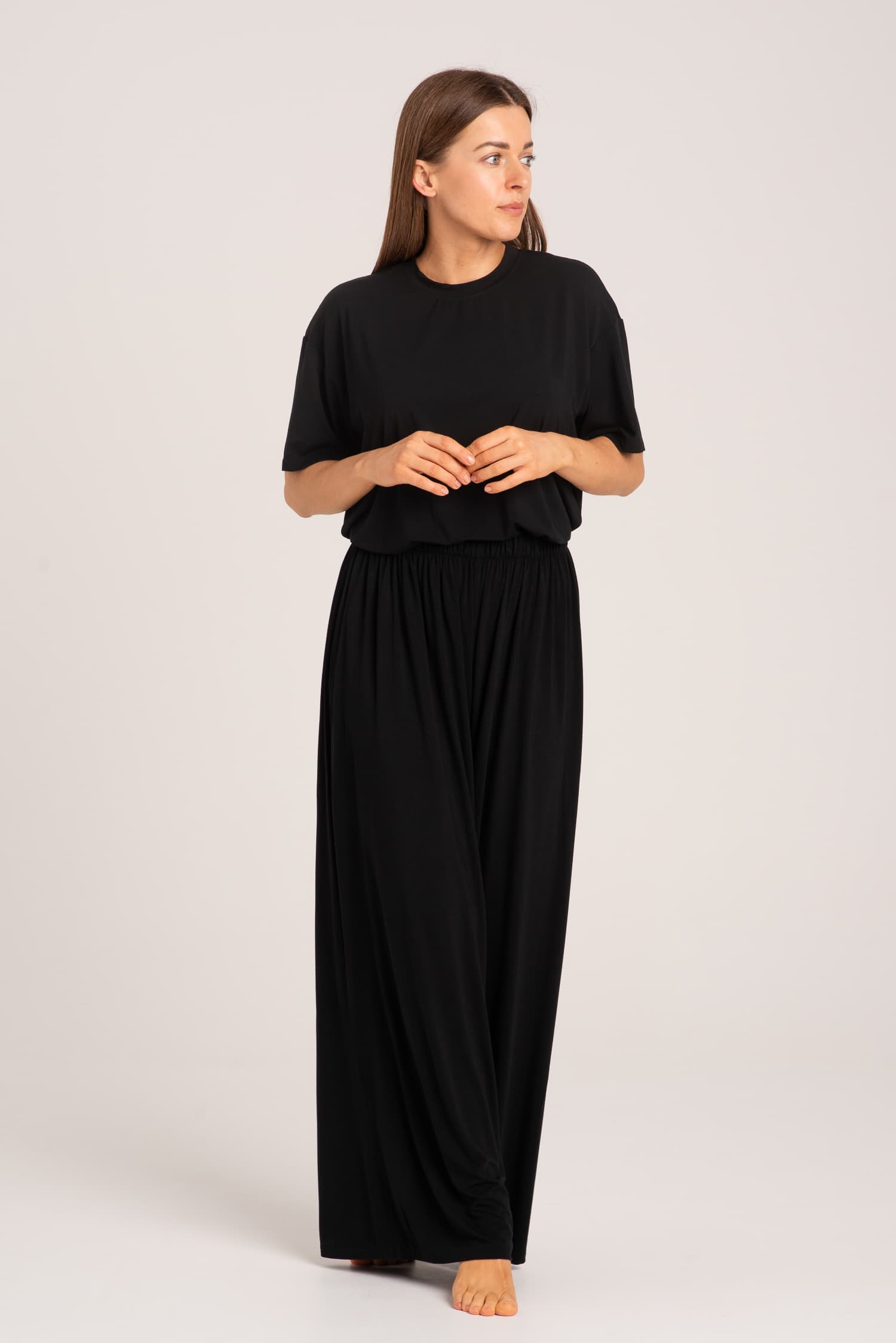 Czarne luźne spodnie bambusowe Nina - zdjęcie 3