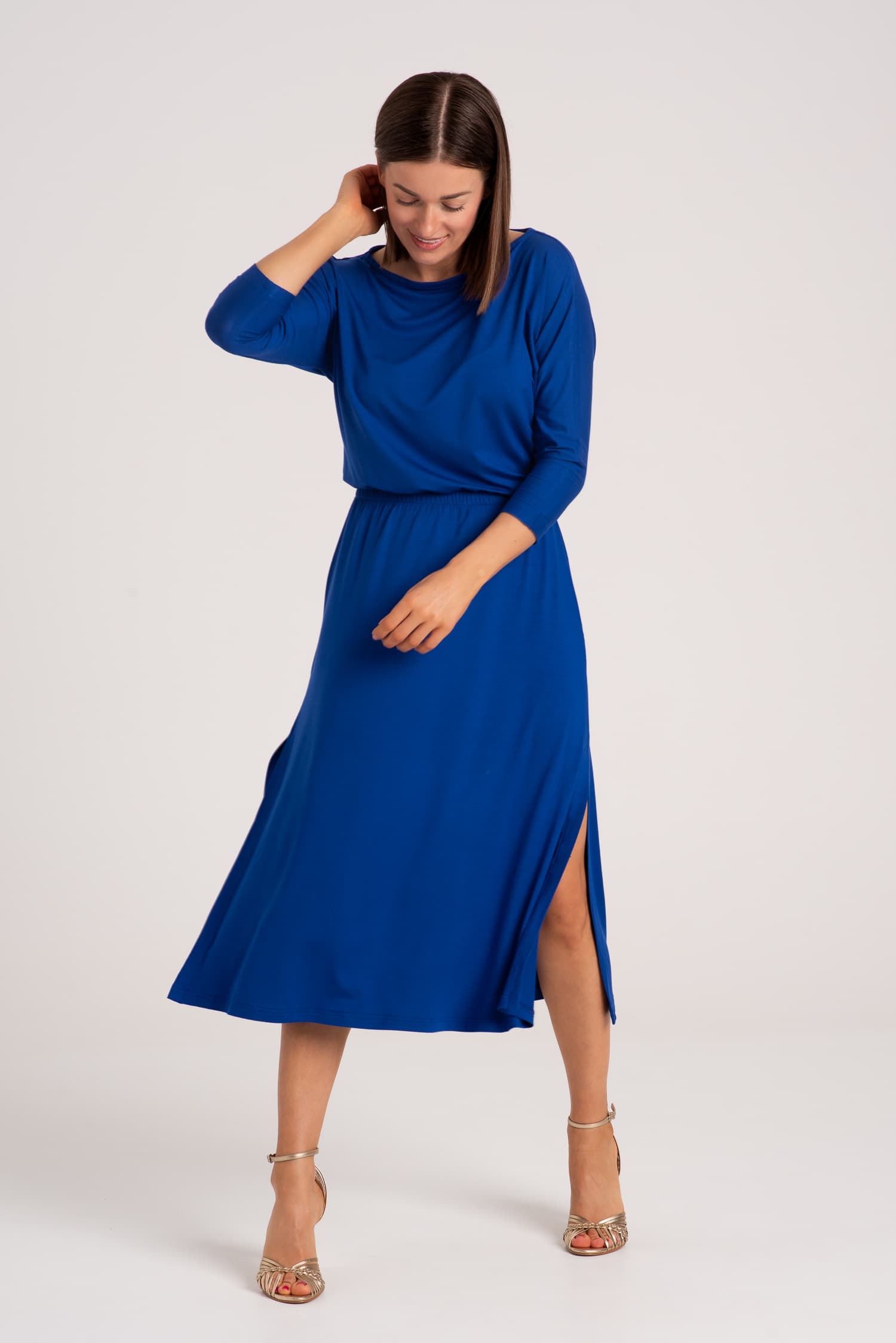 Kobaltowa sukienka z modalu Hot As Hell - zdjęcie 5