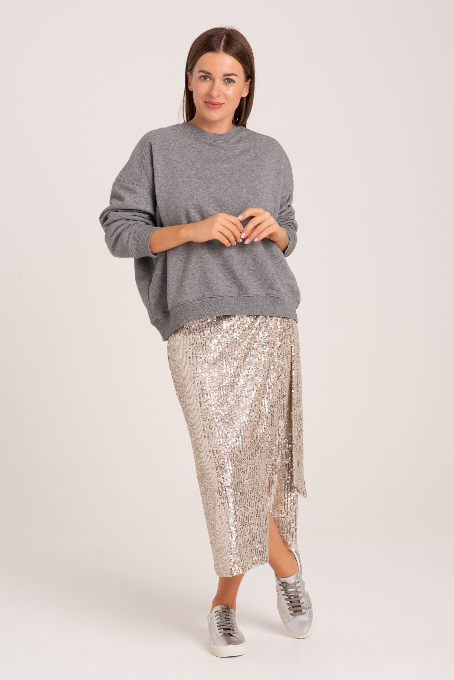 Długa kopertowa spódnica cekinowa Muriel - zdjęcie 6