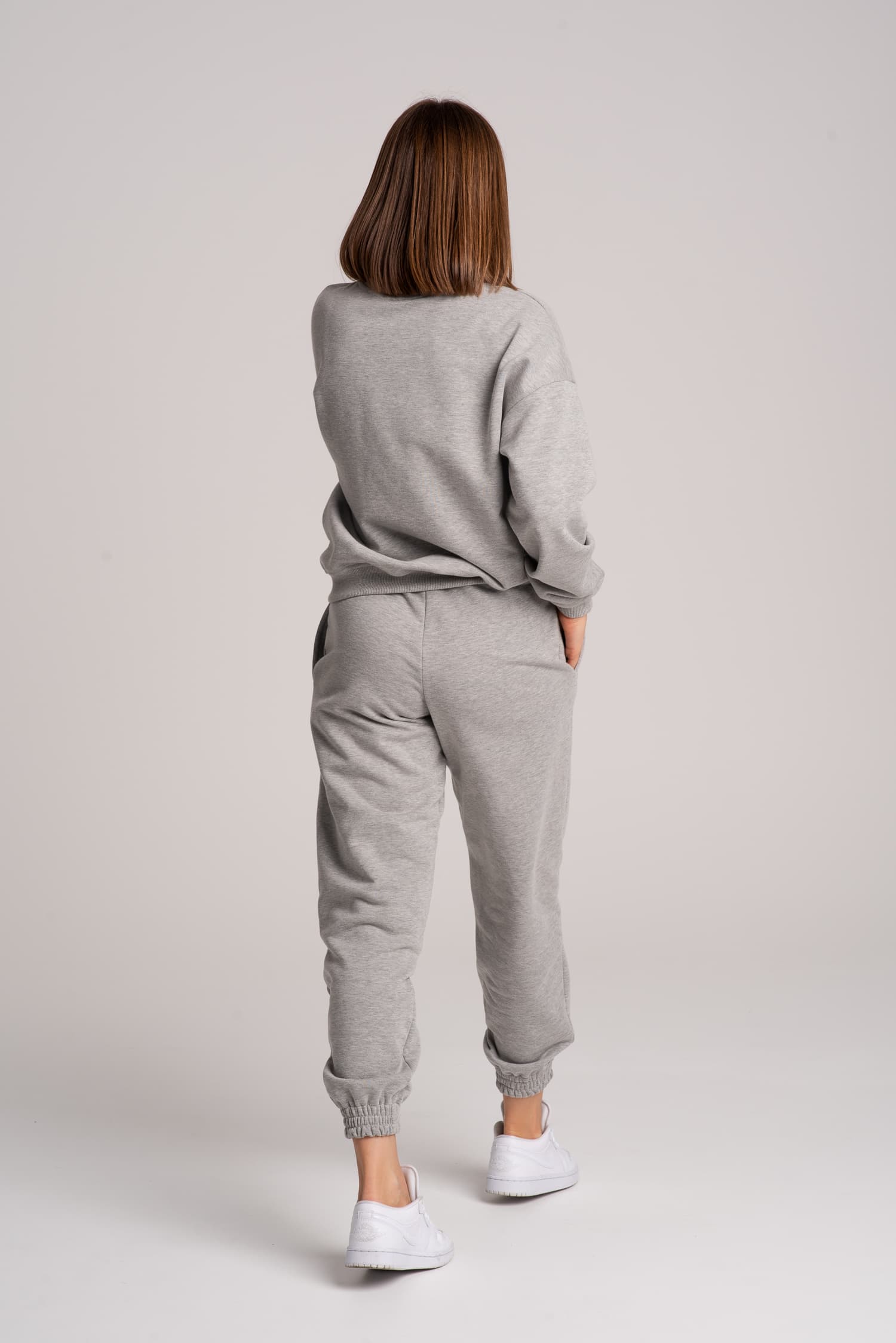 Dresy damskie: bluza + spodnie – szary melanżowy - zdjęcie 3