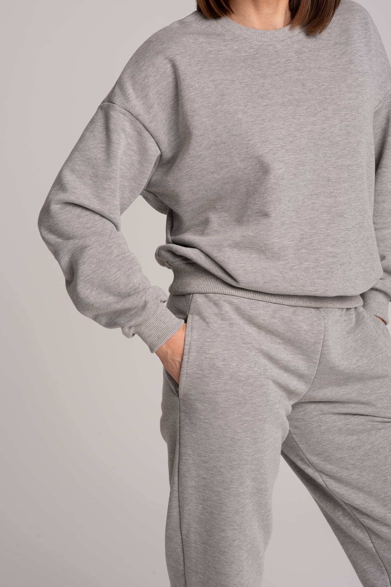 Dresy damskie: bluza + spodnie – szary melanżowy - zdjęcie 5