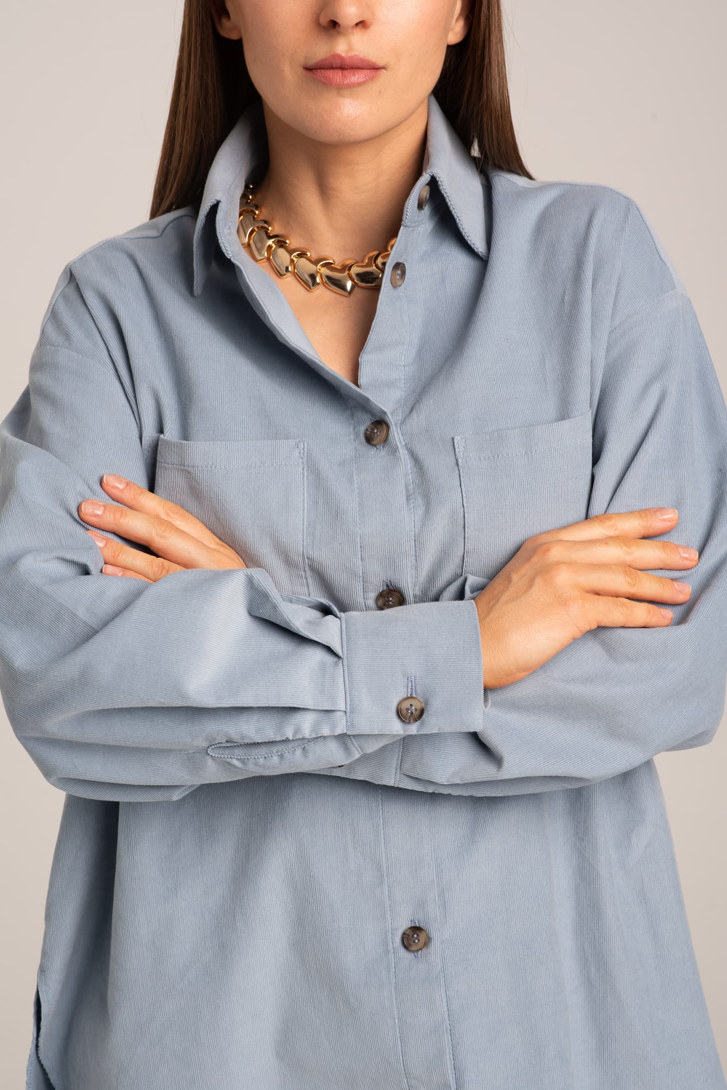 Błękitna koszula sztruksowa Therese - zdjęcie 6