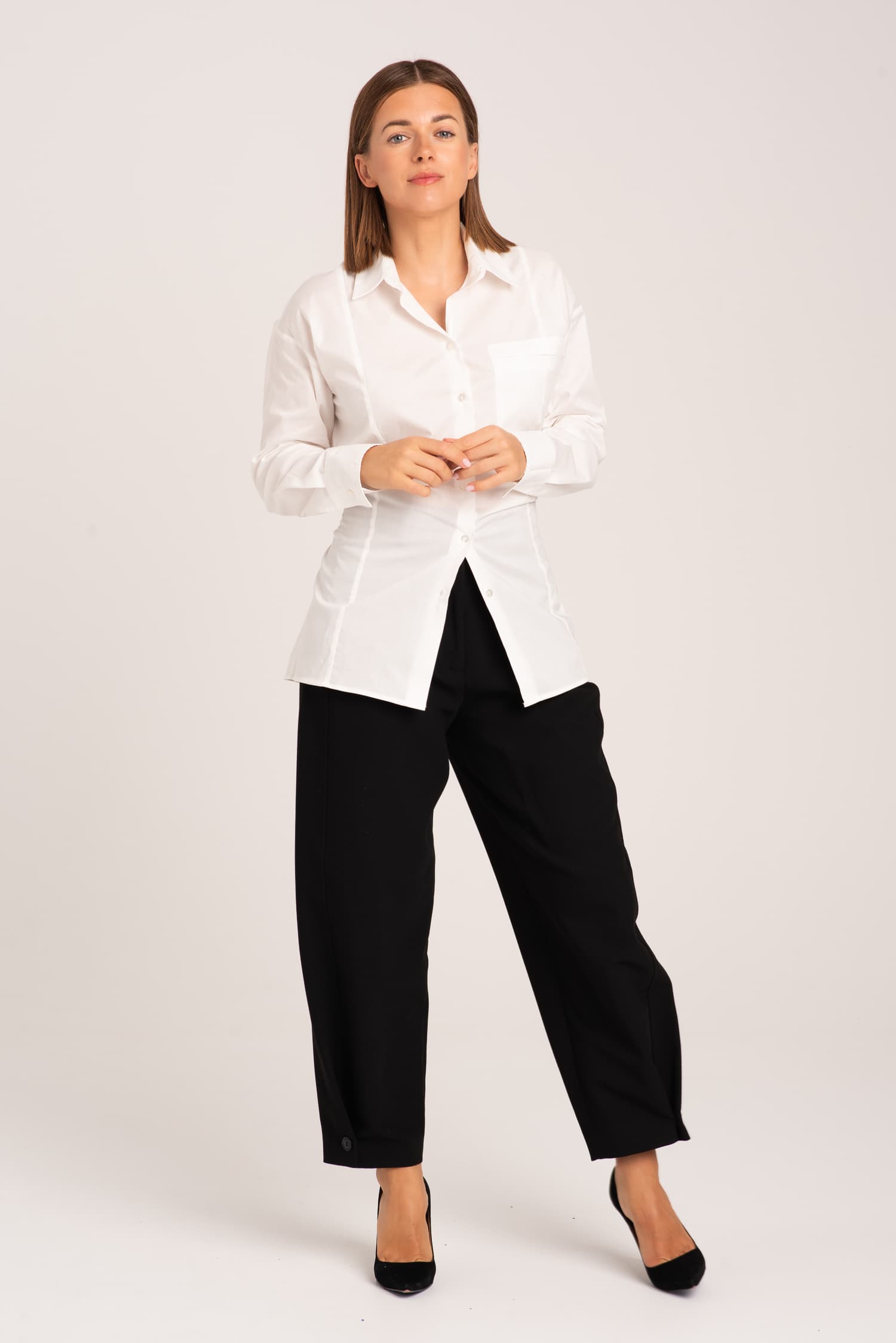 Biała koszula bawełniana z wiązaniem Charlotte - zdjęcie 5